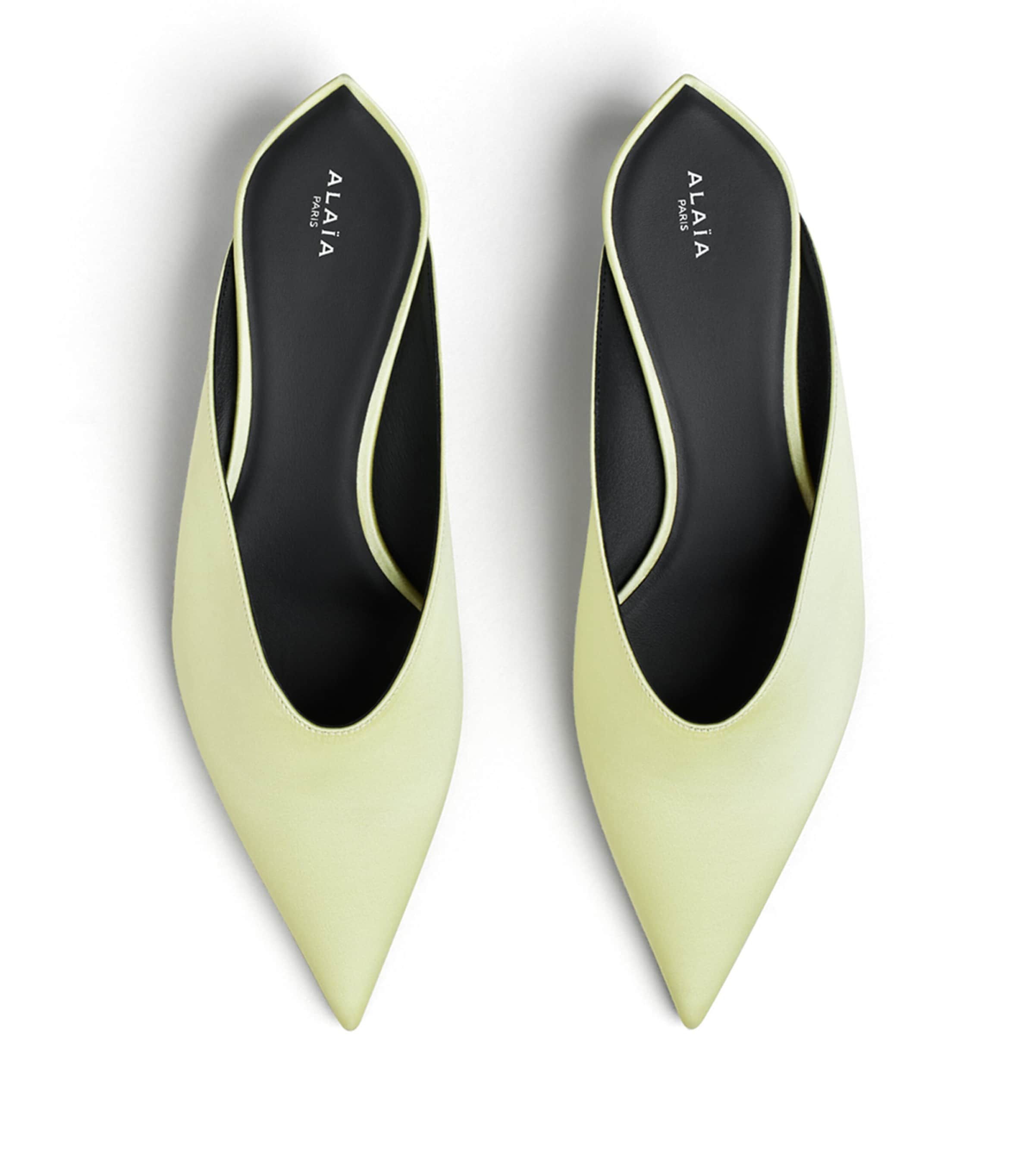 Alaïa Satin Invisible Wedge Mules 30 Green Anis Image 2