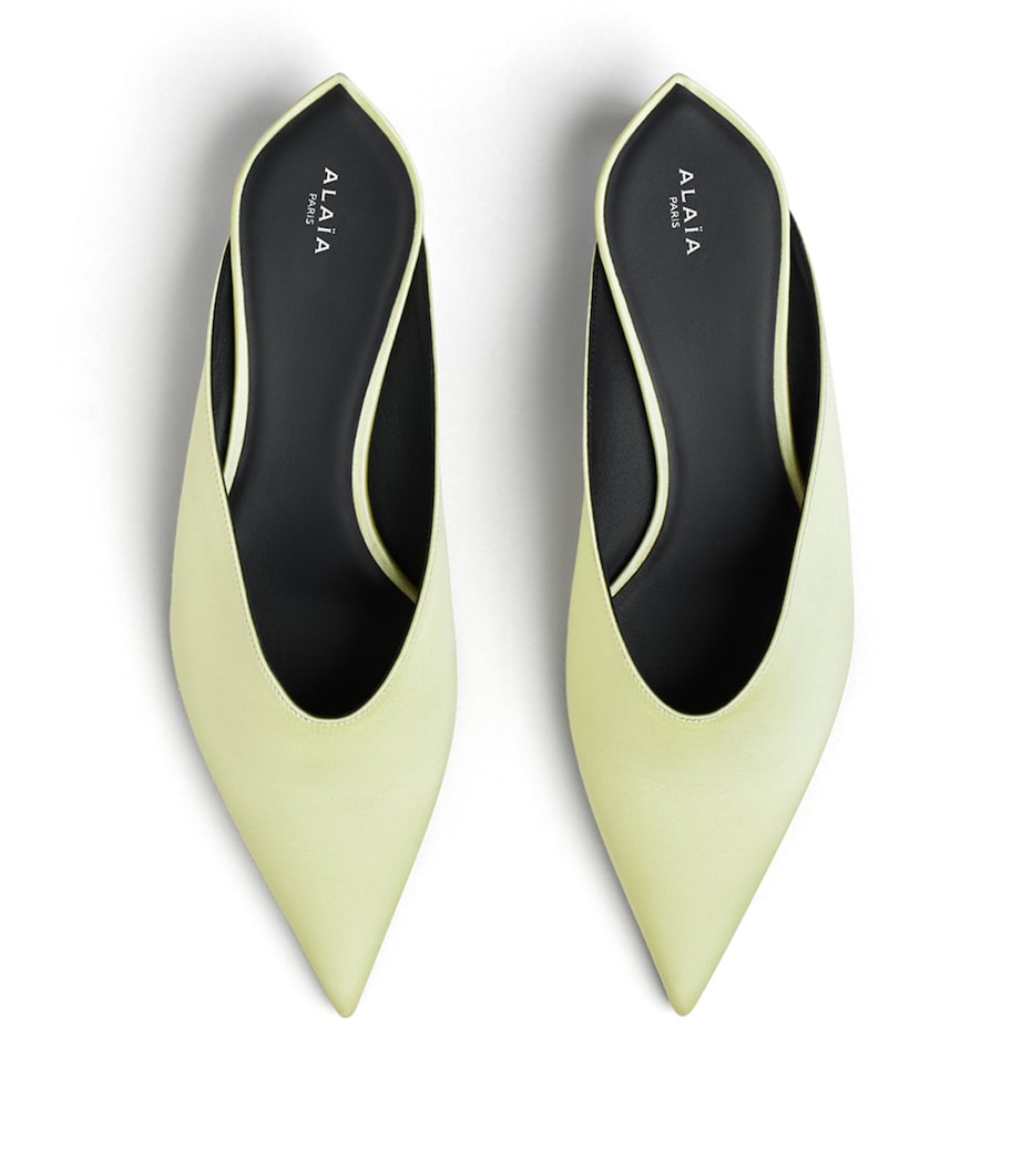 Alaïa Satin Invisible Wedge Mules 30 Green Anis Image 2