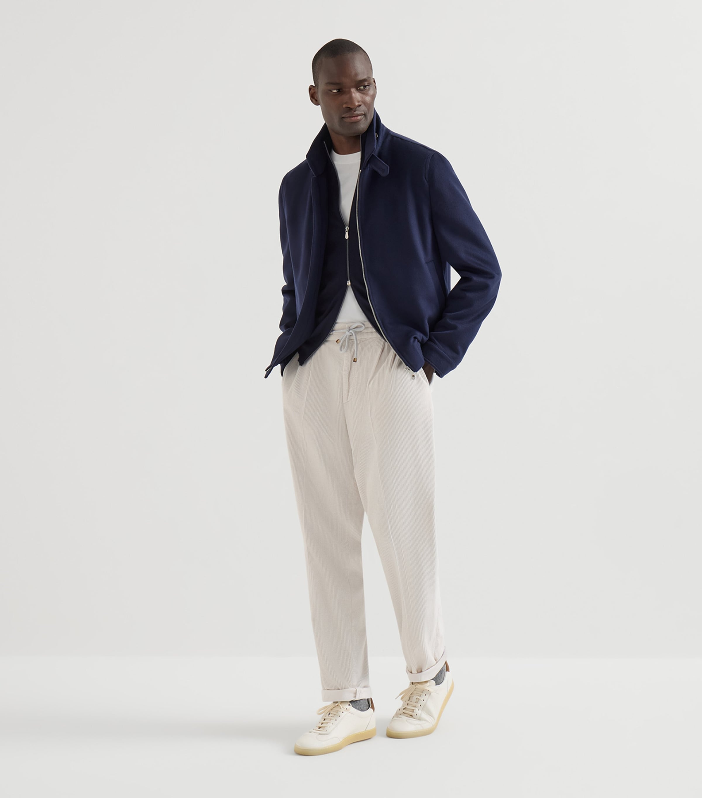 Brunello Cucinelli Mens Cashmere-Silk Zip-Up Cardigan Image 2