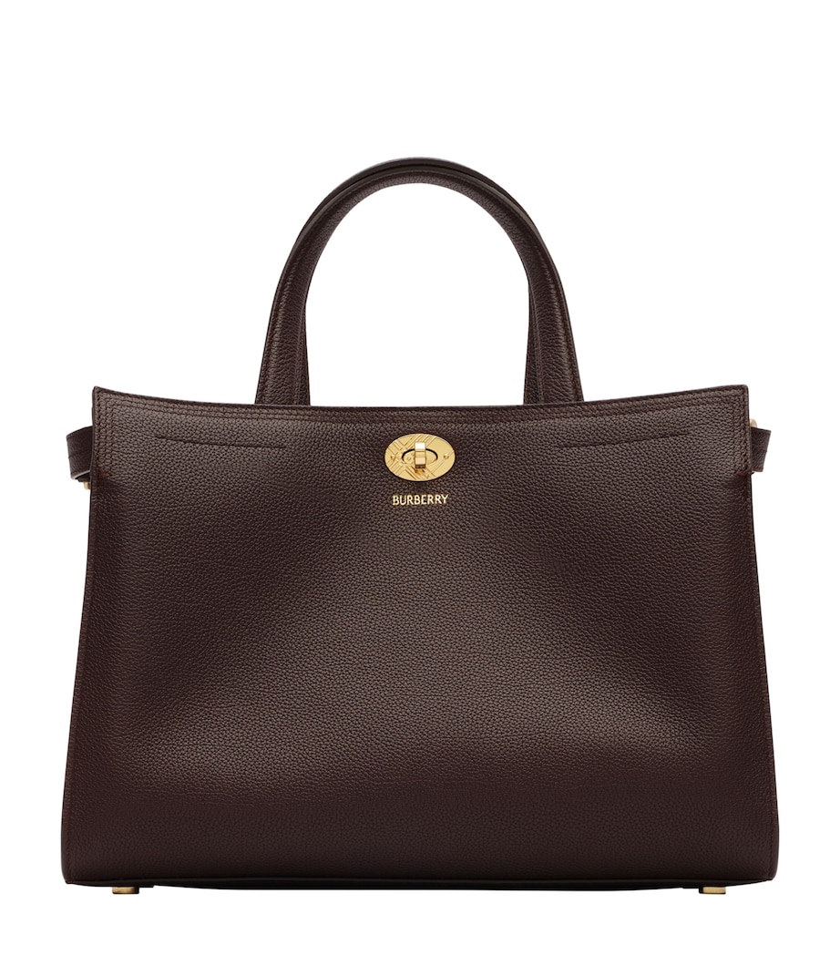 Burberry Small Leather Cotswolds Check Tote Bag Chocolate Brown Image 1