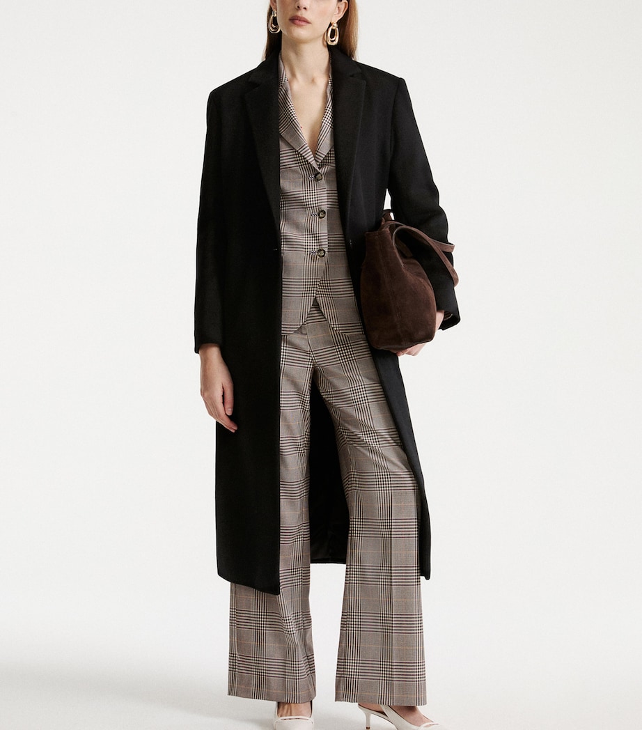 Marella Womens Check Relaxed Trousers Chocolate Image 4