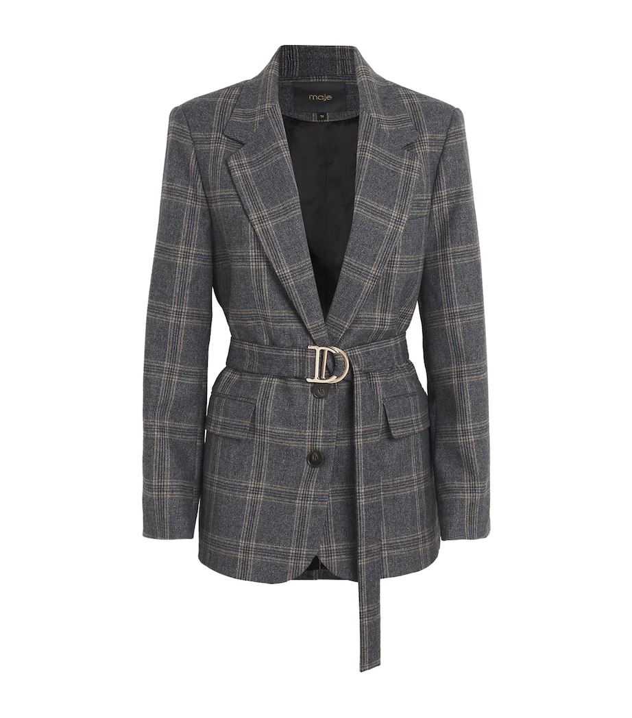 Belted Single-Breasted Blazer GREY Image 1