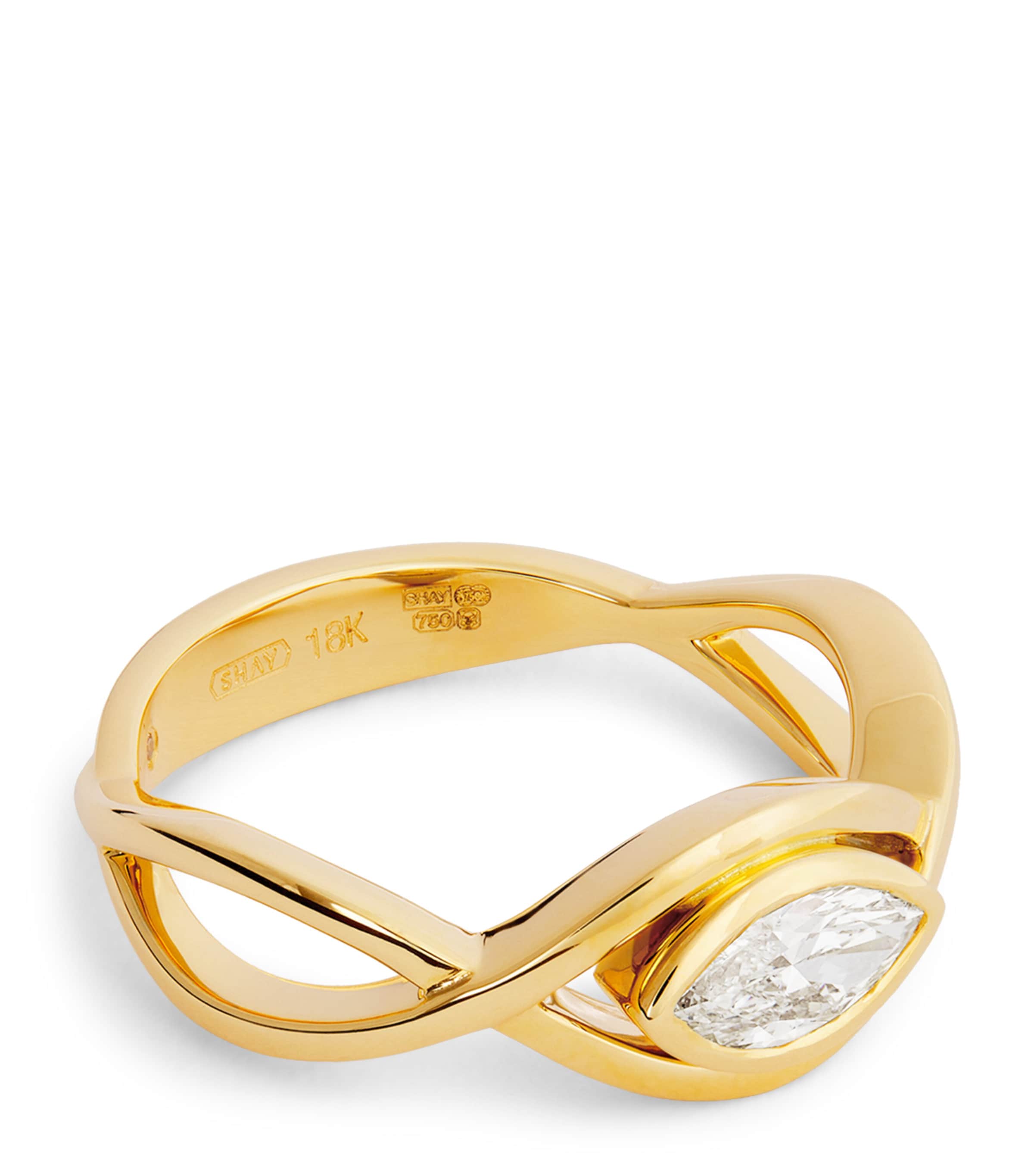 Shay Yellow Gold And Diamond Marquise Vine Pinky Ring In Gold