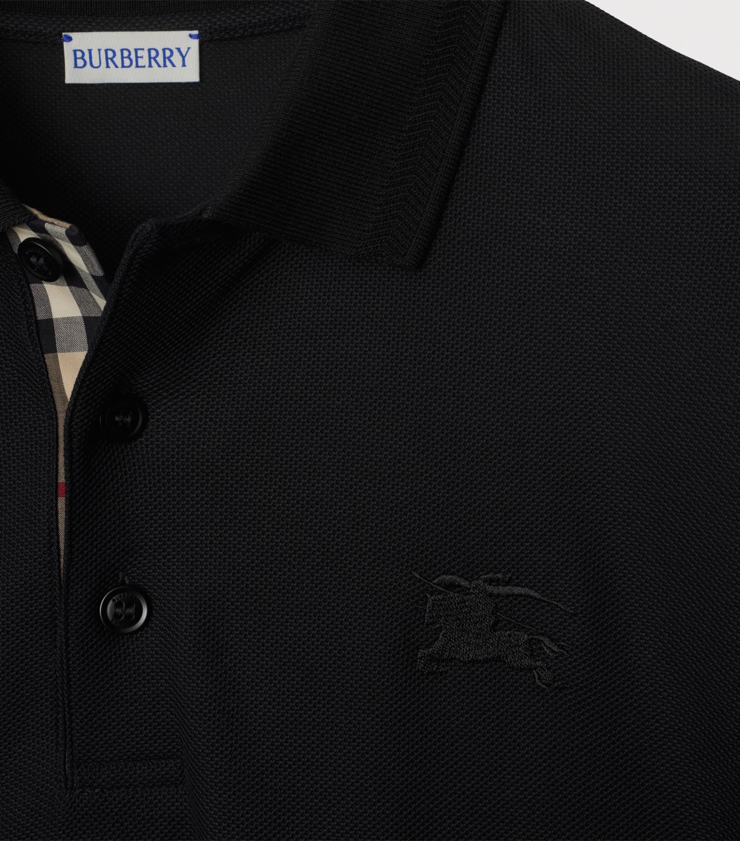 Cotton EKD -Embroidered Long-Sleeve Polo Shirt BLACK Image 5