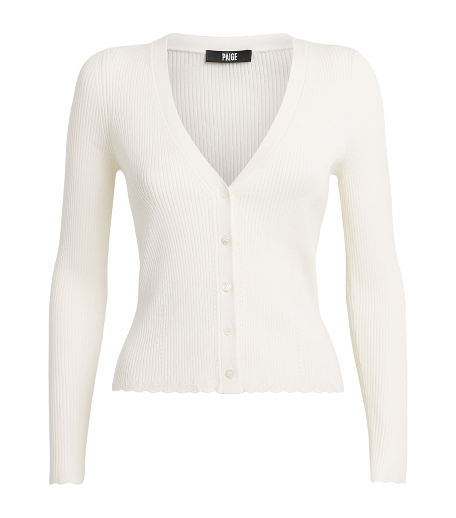 PAIGE Womens Knitted V-Neck Crimson Cardigan White Image 1
