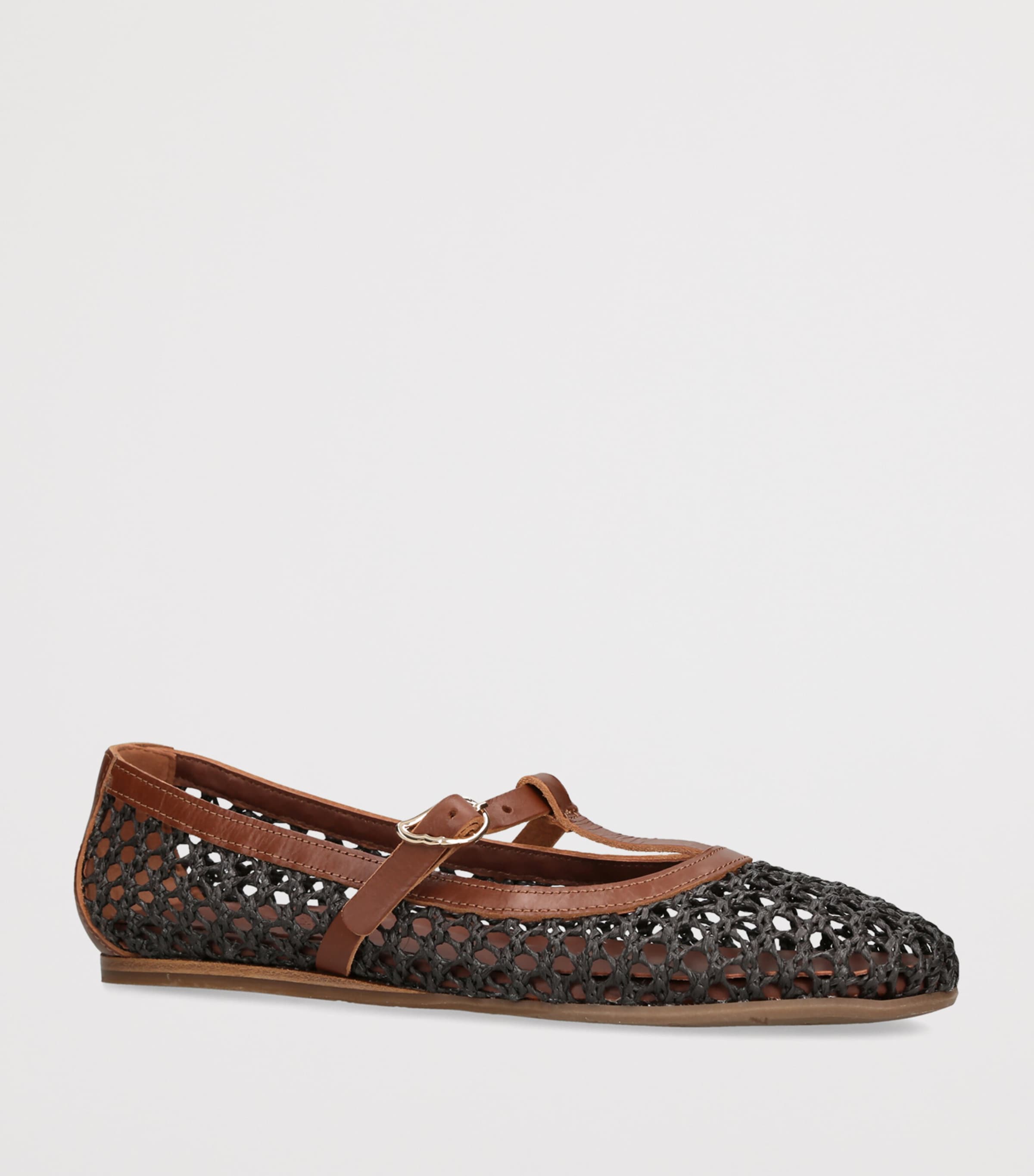 Ancient Greek Sandals Leather-Raffia Aerati Ballet Flats Dark Brown Image 3