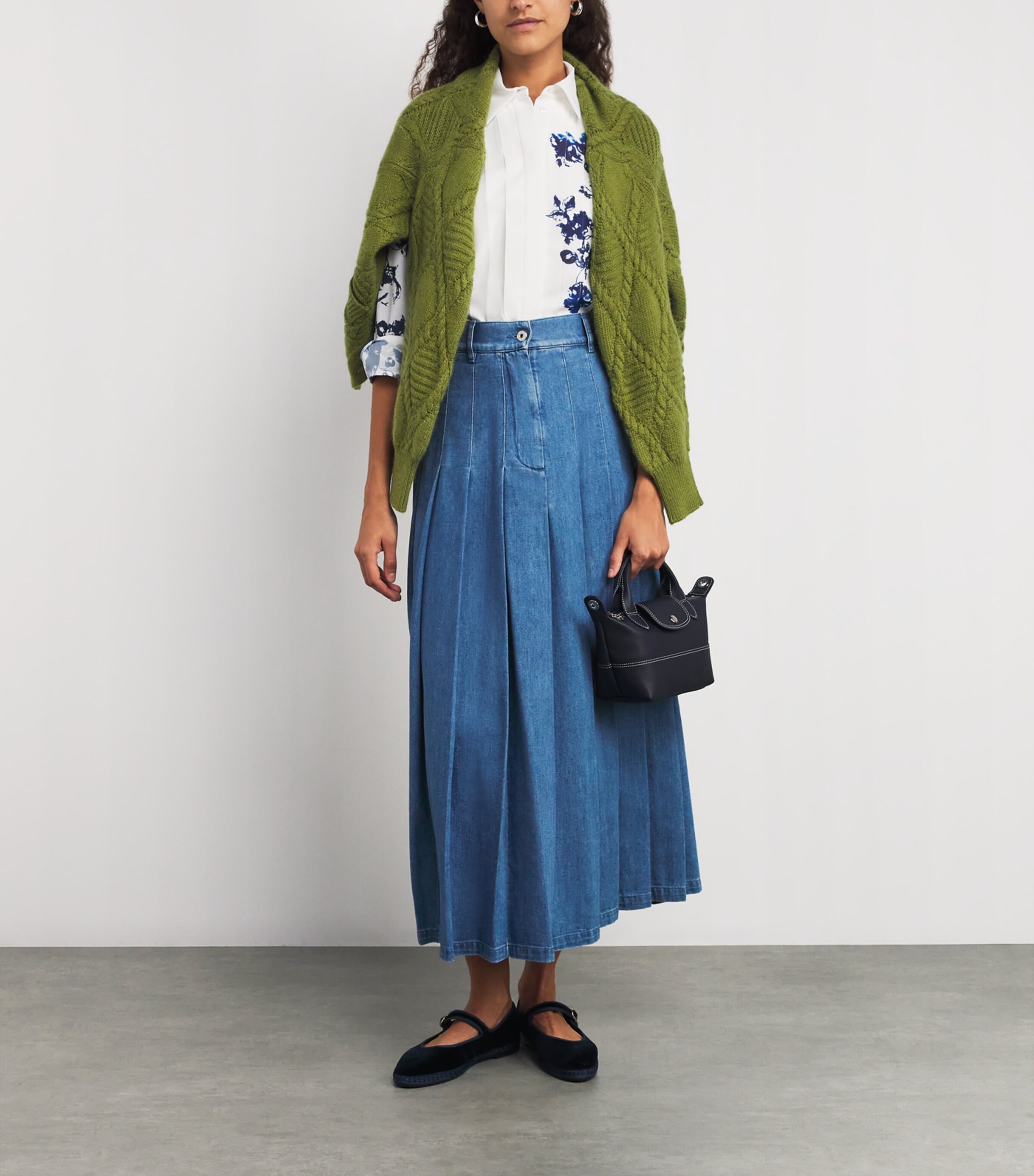 Weekend Max Mara Blue Pleated Denim Skirt | Harrods US