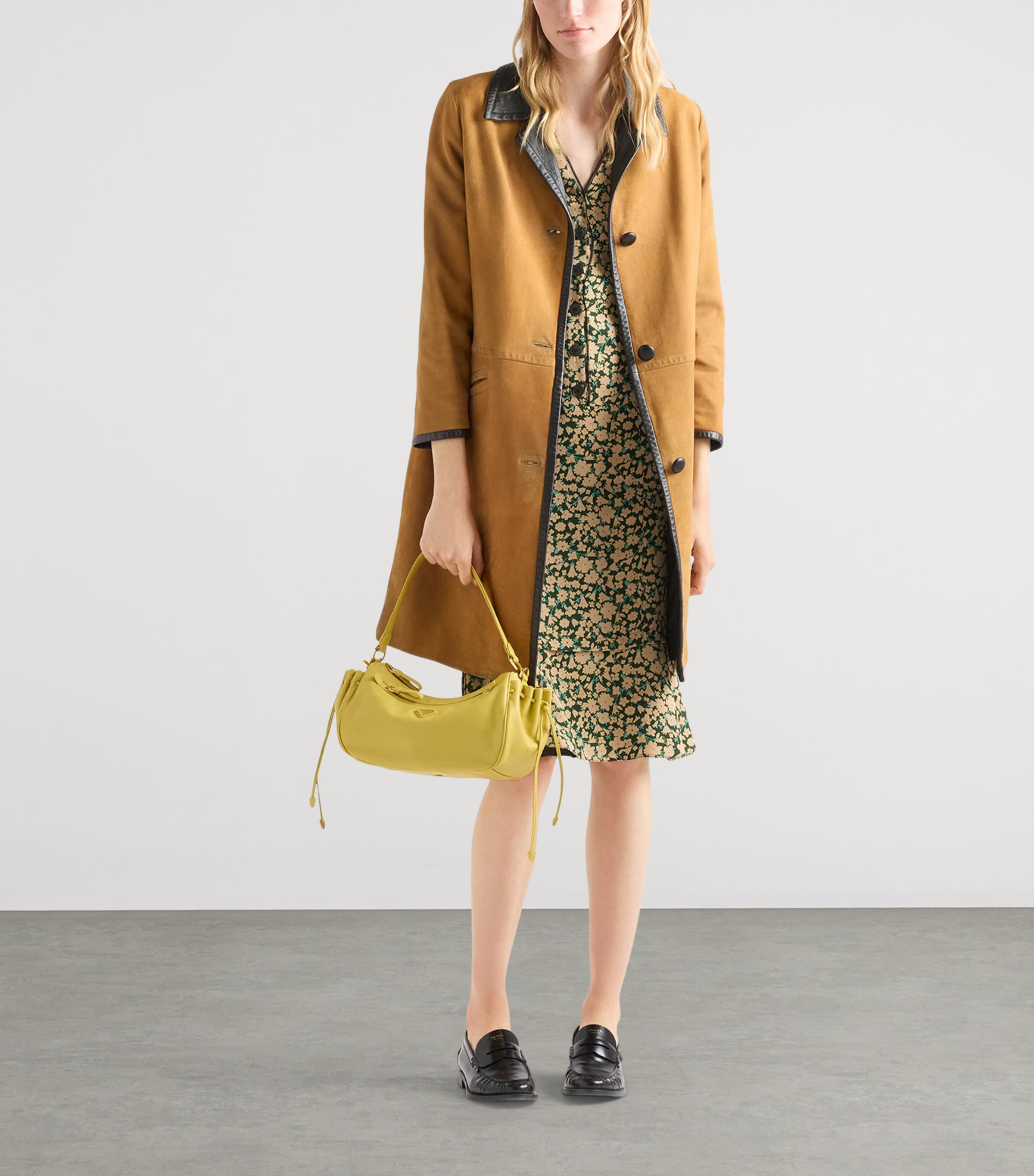 Prada Small Leather Shoulder Bag Yellow Image 4