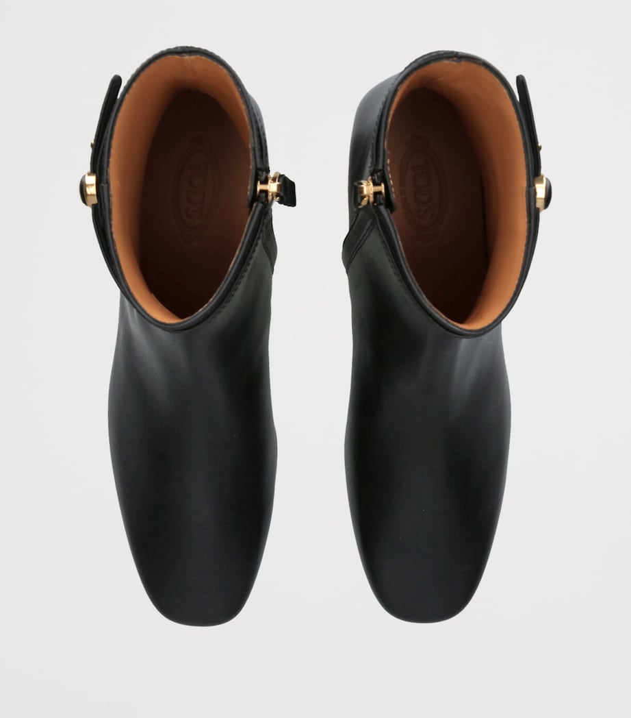 Leather Stivaletto Cuoio Ankle Boots 35 BLACK Image 4