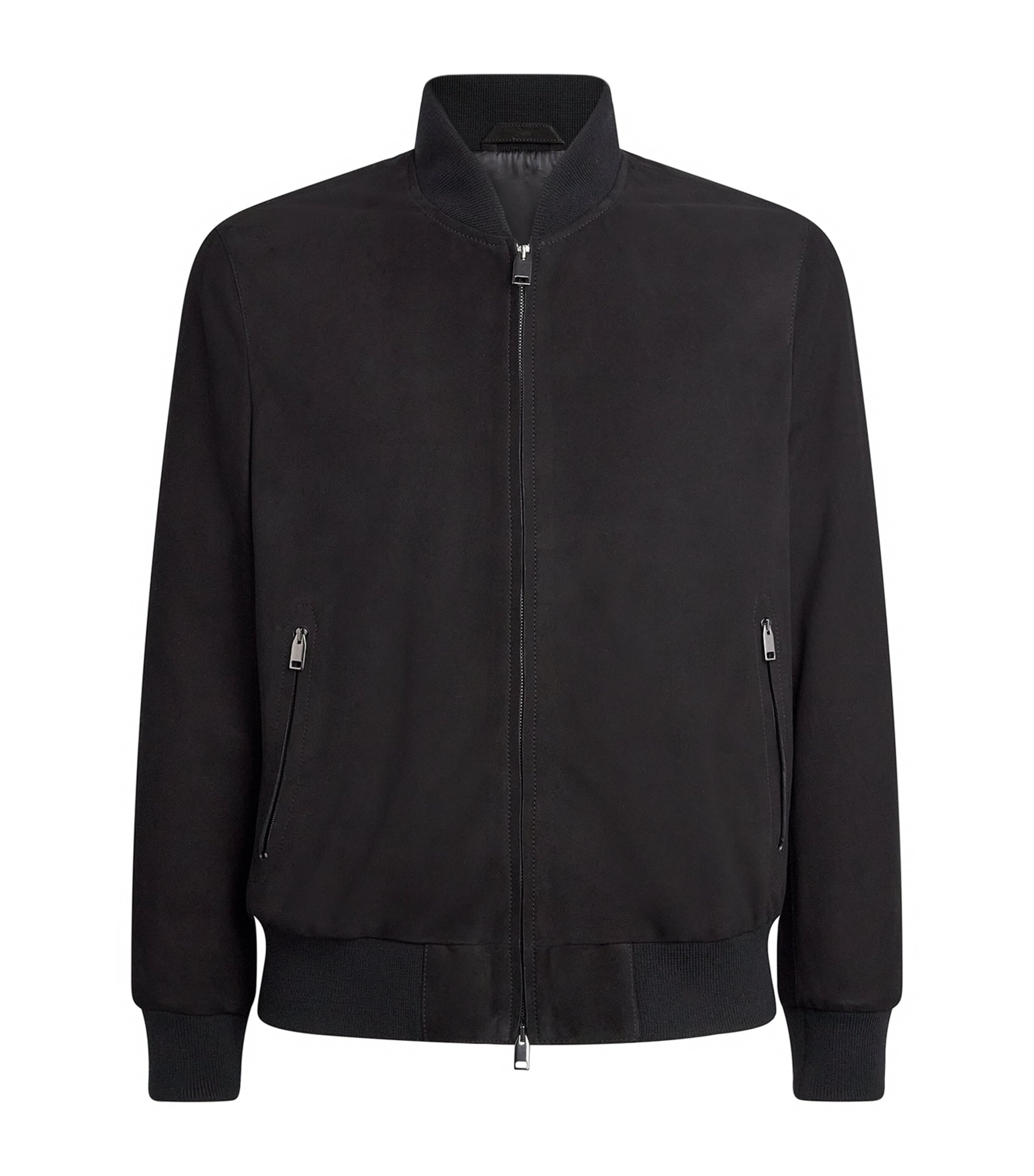 Brioni Wool Bomber Jacket In Black