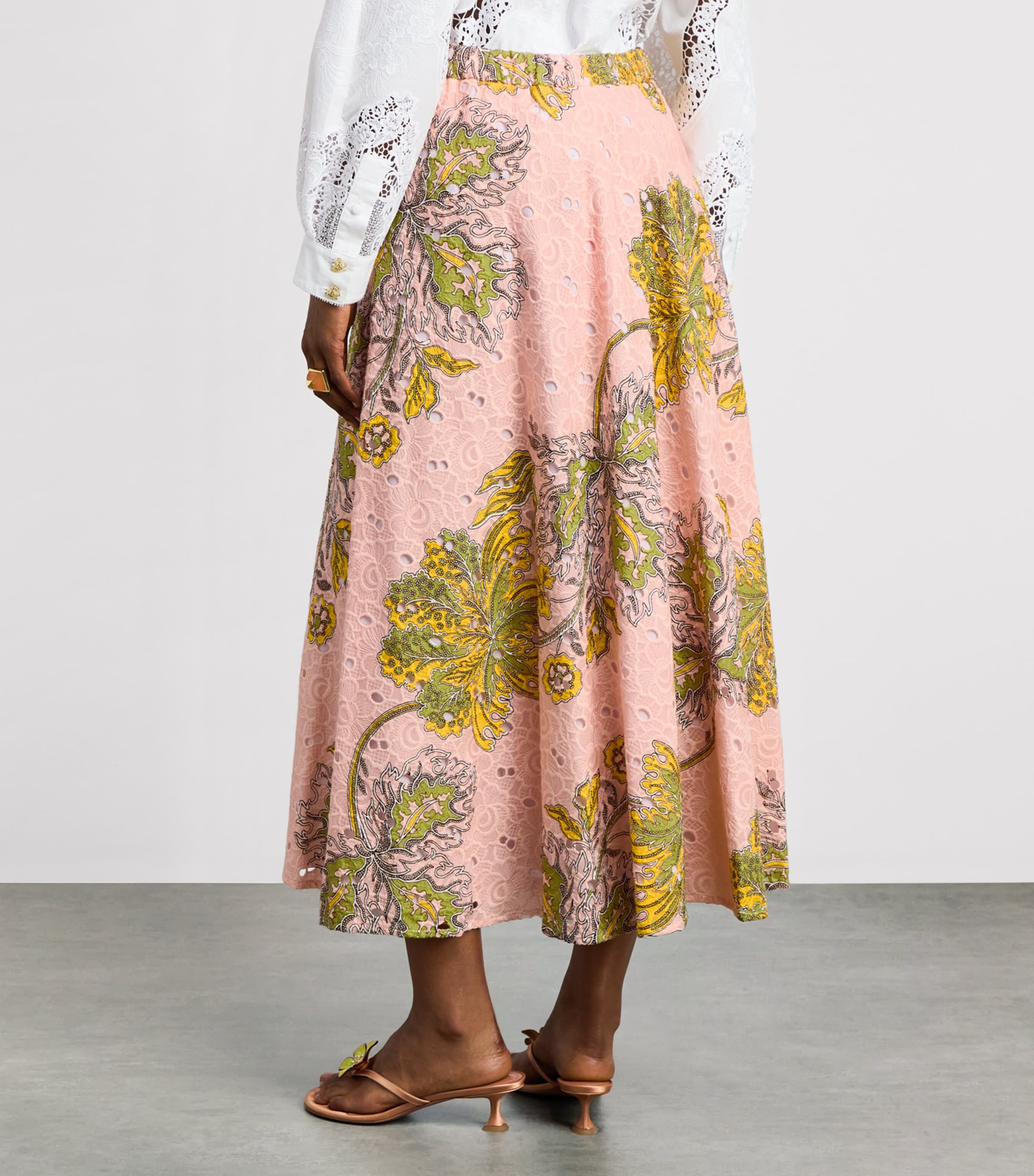 La Doublej Womens Cotton Floral Midi Skirt Swathe Image 5