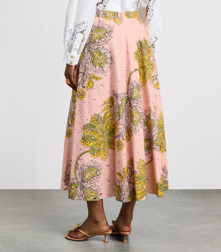 La Doublej Womens Cotton Floral Midi Skirt Swathe Image 5
