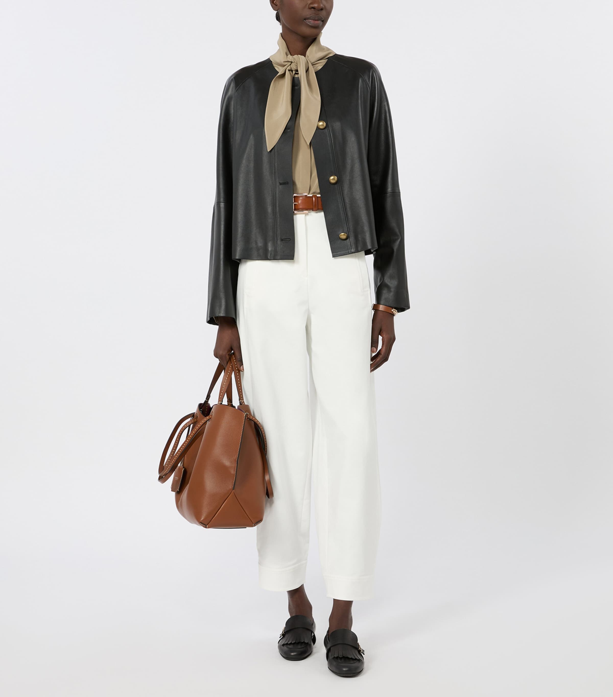 Max Mara Womens Leather Jacket Black Image 2