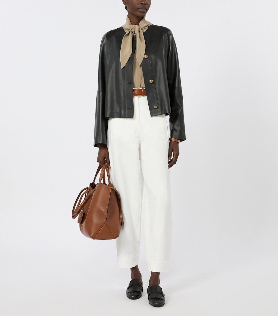 Max Mara Womens Leather Jacket Black Image 2