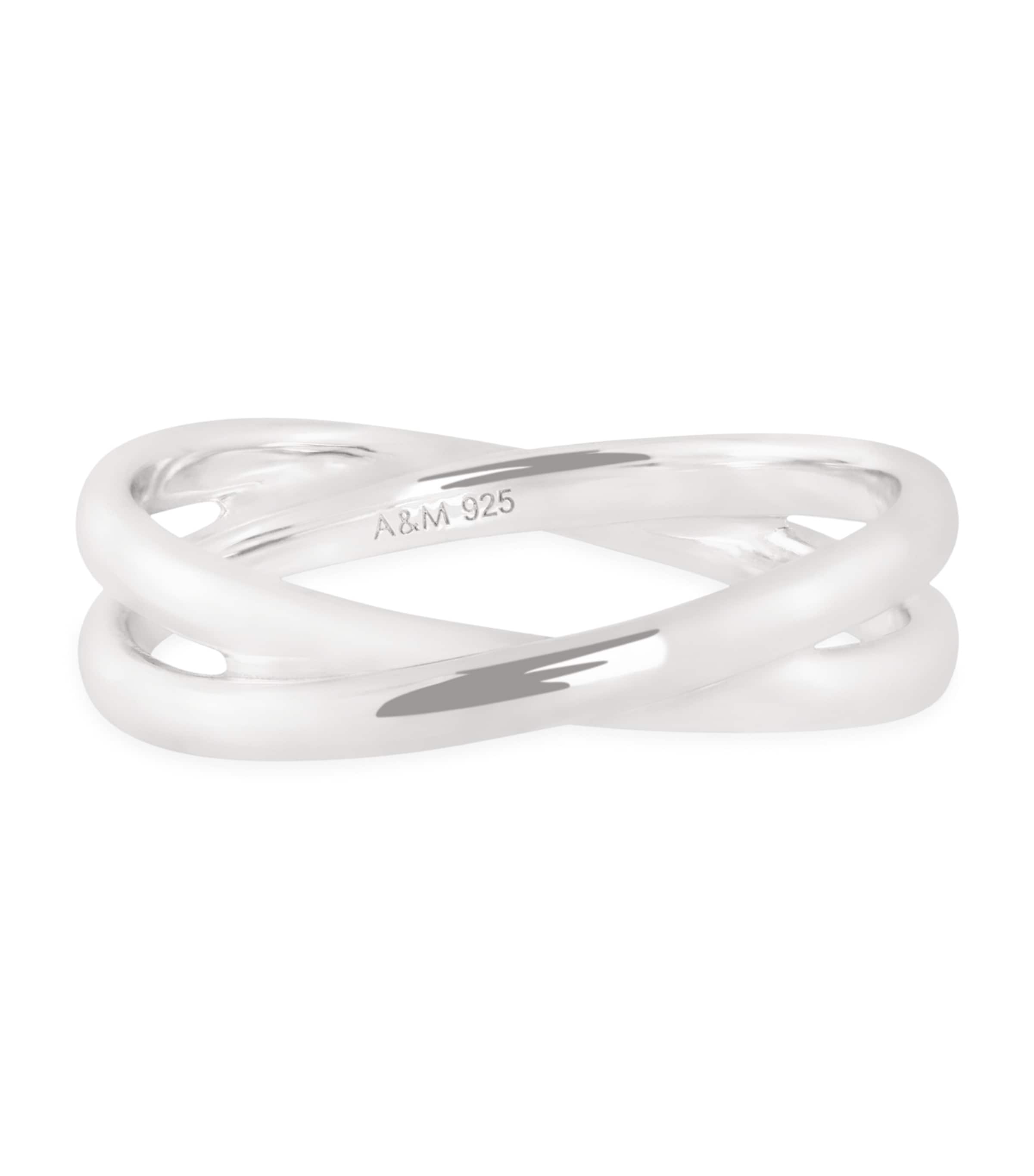 Astrid & Miyu Sterling Silver Crossover Illusion Band Ring Silver Image 1