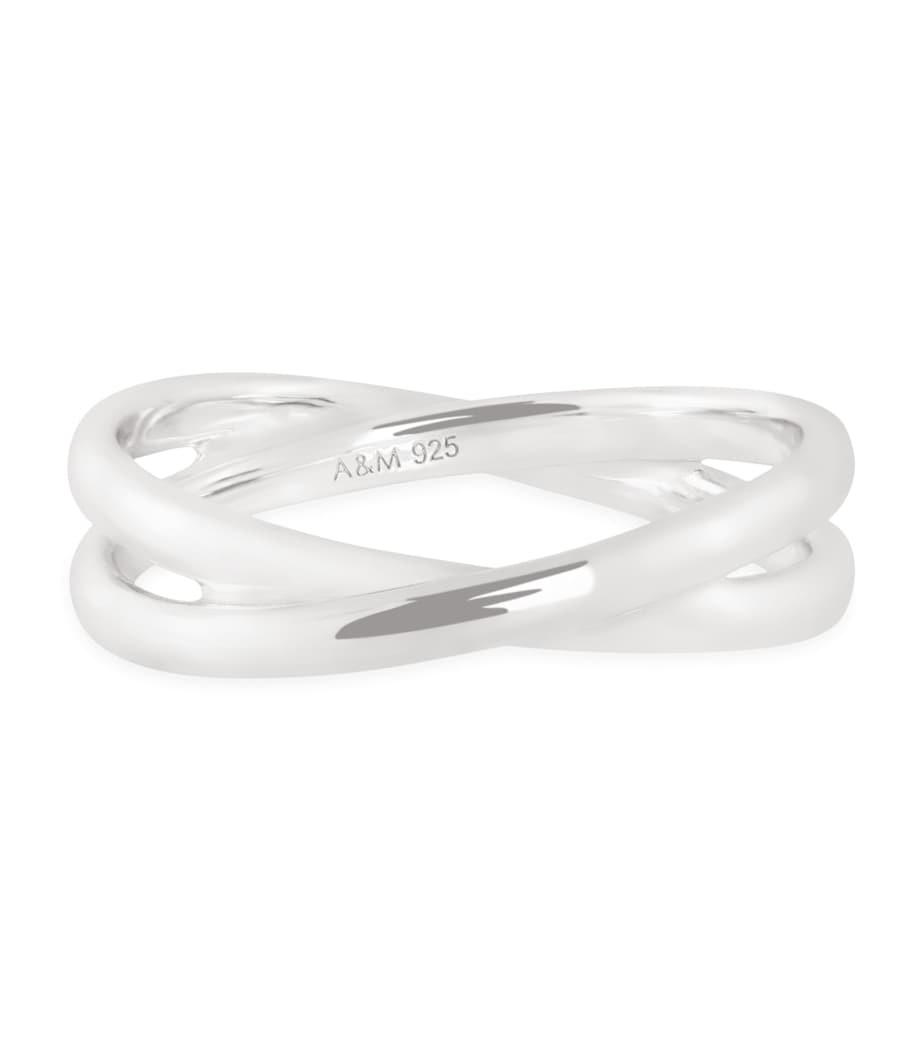 Astrid & Miyu Sterling Silver Crossover Illusion Band Ring Silver Image 1