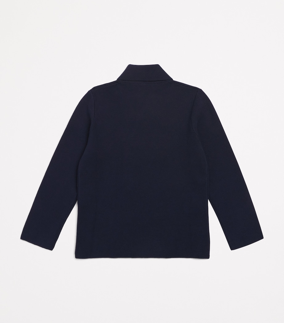 Cotton Double-Breasted Cardigan (3-12 Years) 495 BLUE Image 2