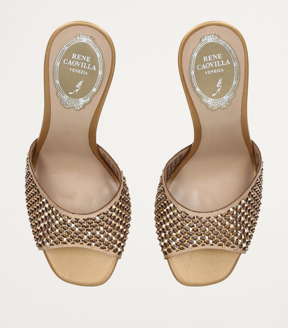 Satin Strass Heeled Mules 105 GOLD Image 4