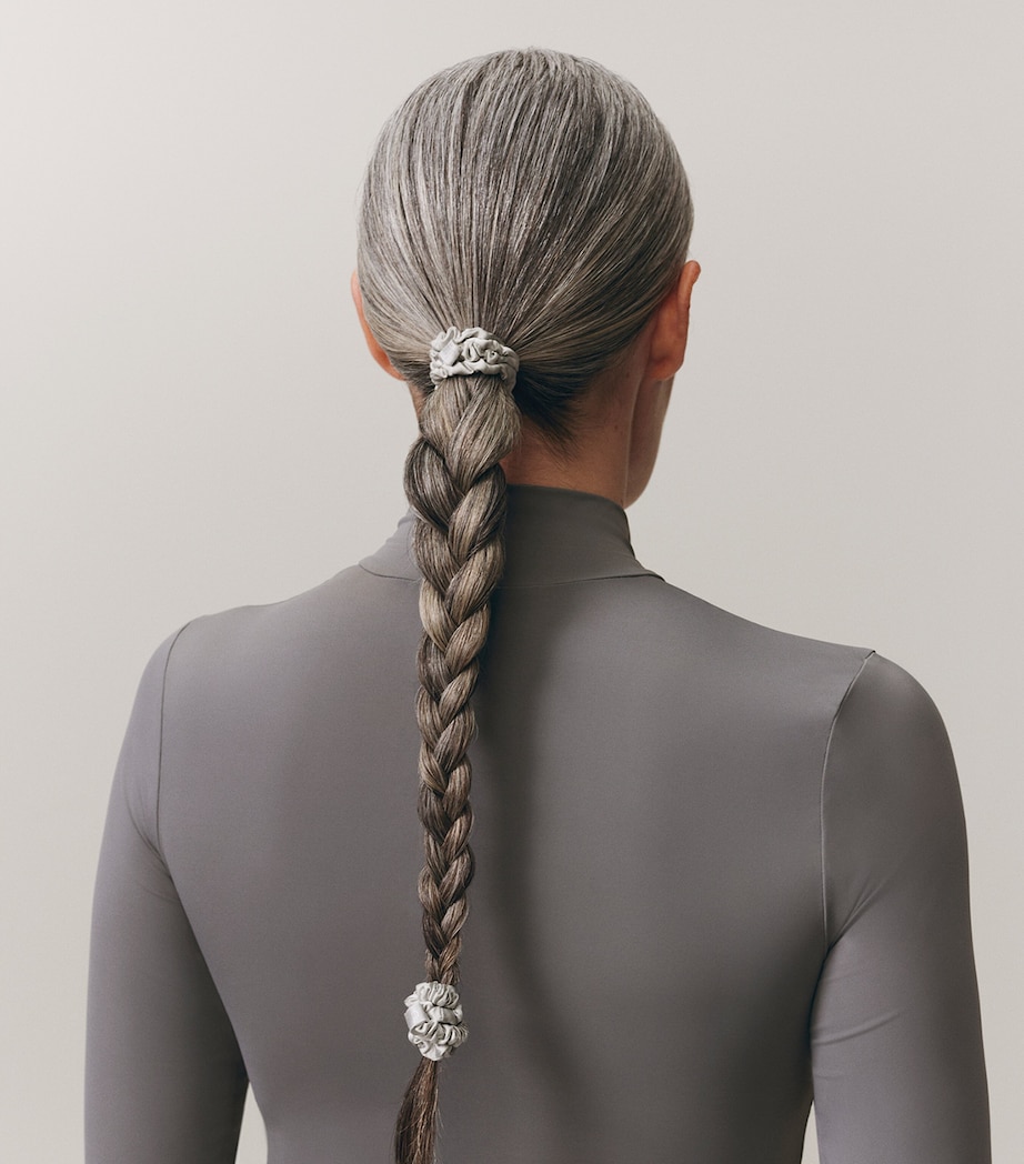 Pure Silk Skinny Scrunchies (Set of 4) SILVER Image 5