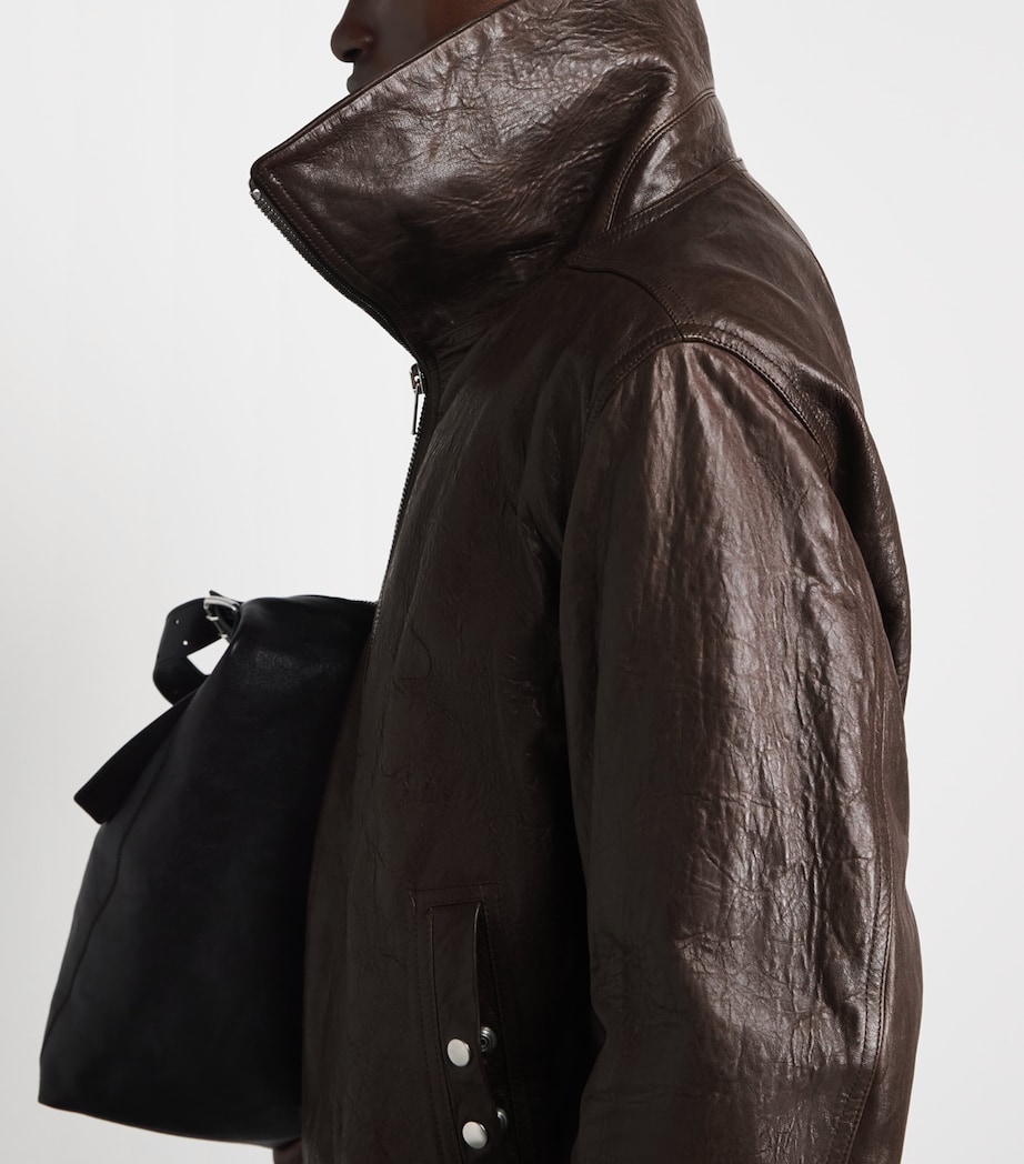 Rick Owens Mens Dracuflight Leather Jacket Grease Image 3