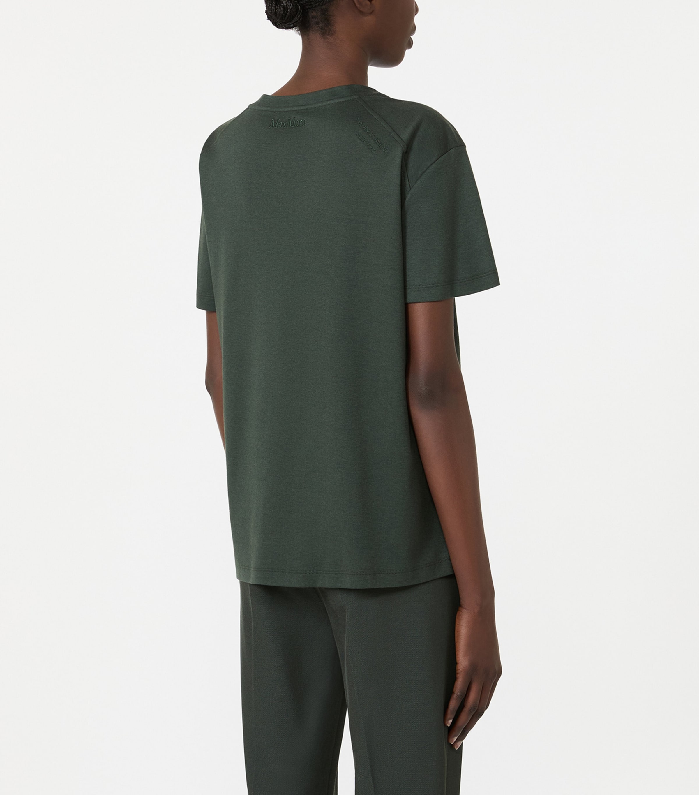 Max Mara Womens Stretch-Cotton T-Shirt Dark Green Image 4