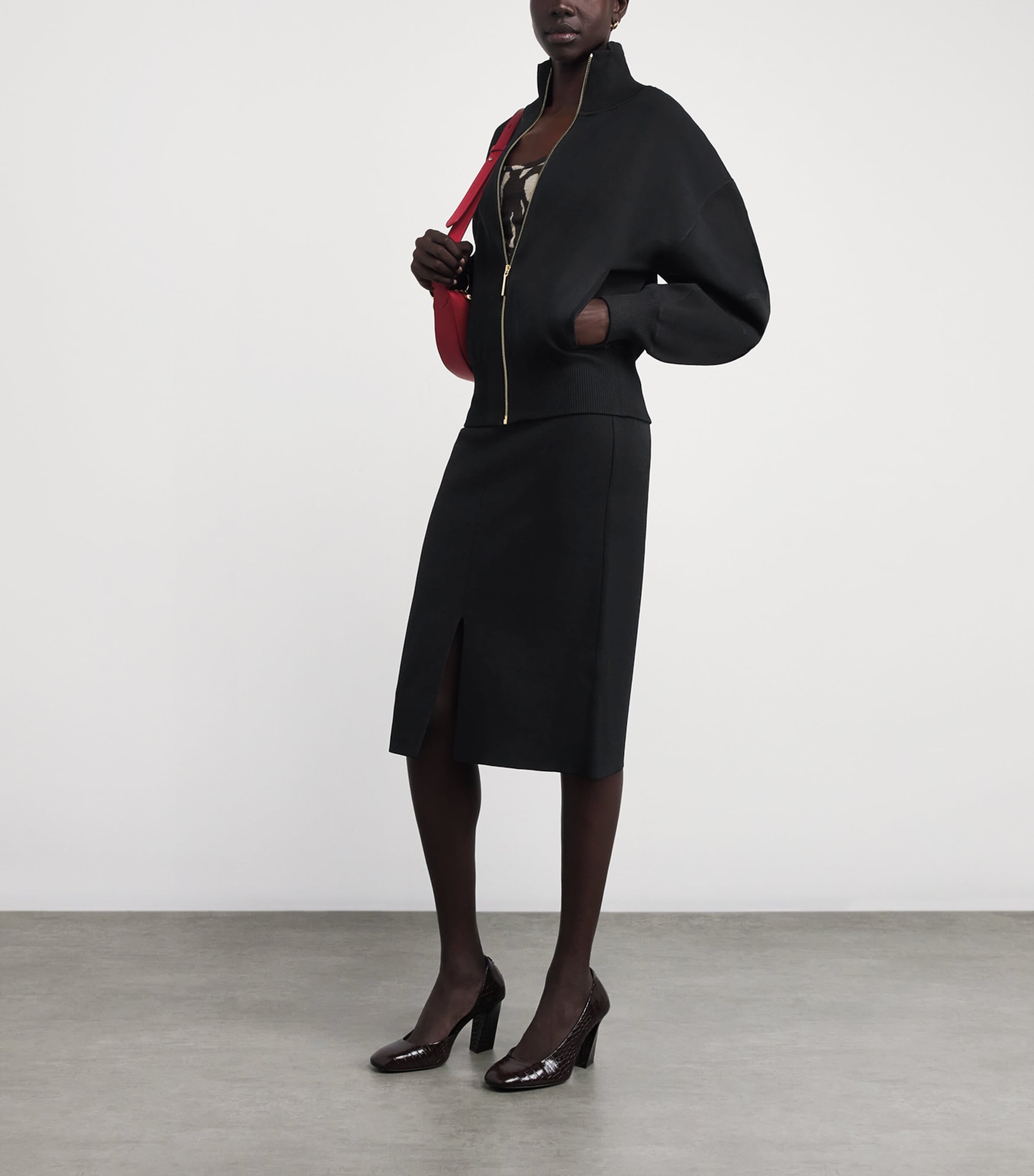 Milano-Knit Sable Bomber Jacket BLACK Image 2