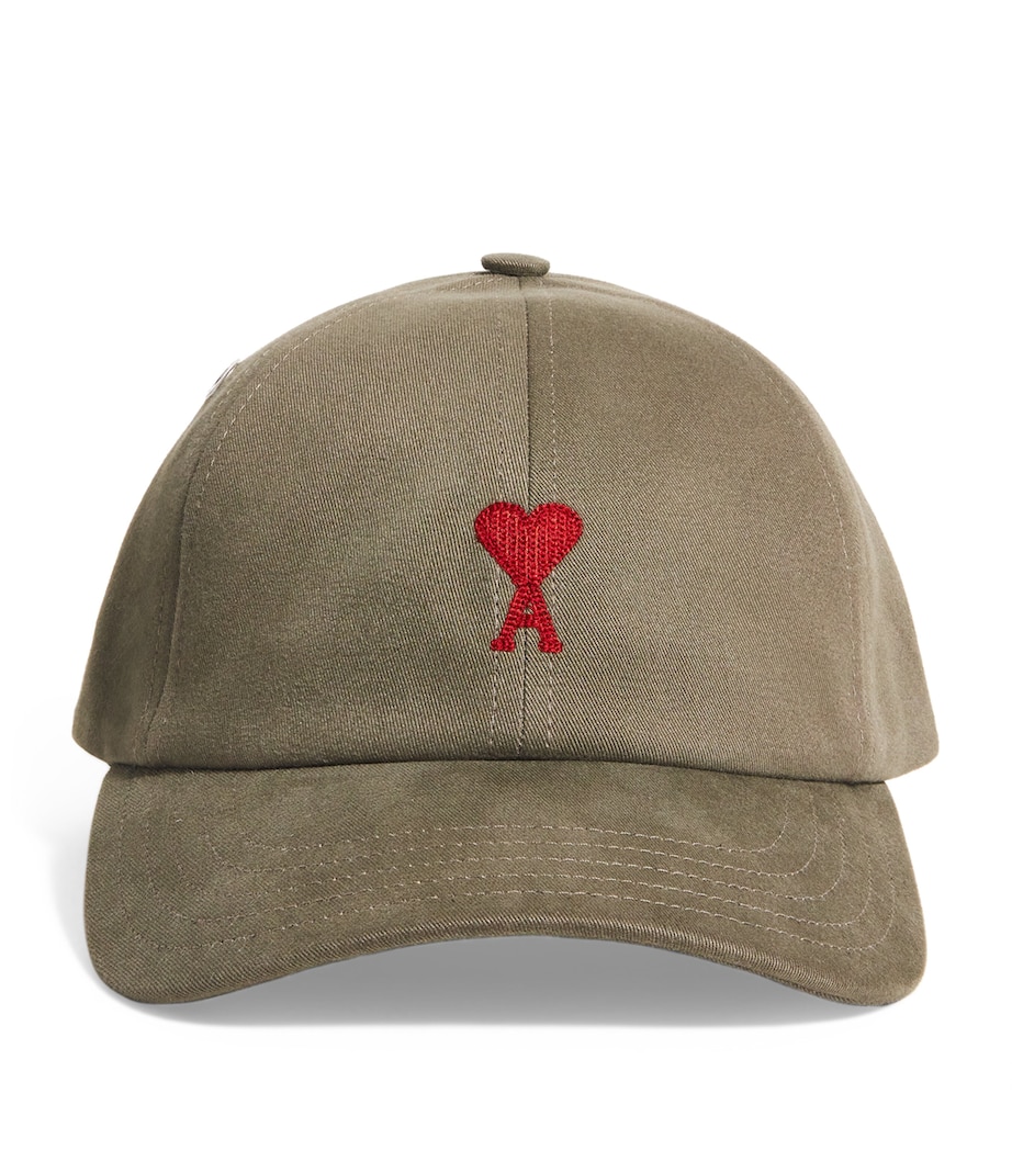 AMI Paris Embroidered Logo Baseball Cap Gris Image 1