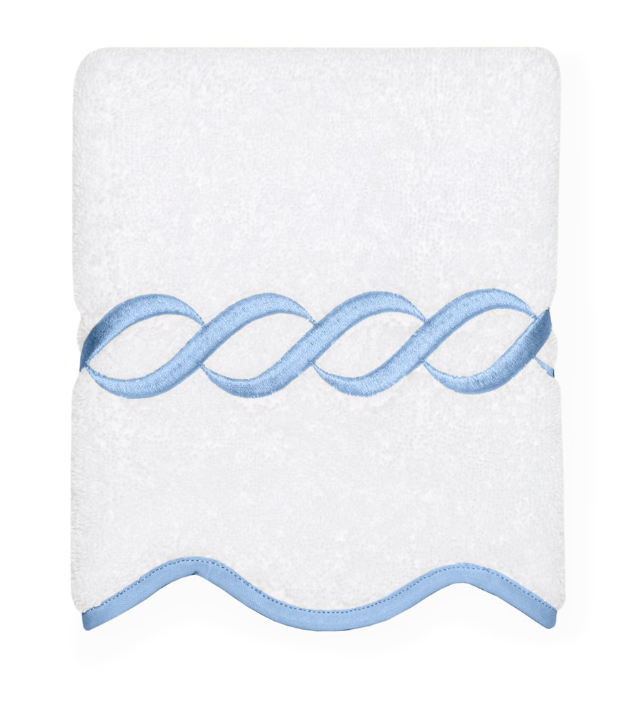 Cotton Treccia Face Cloth (30cm x 30cm) WHT/MEDIUM BLUE Image 1