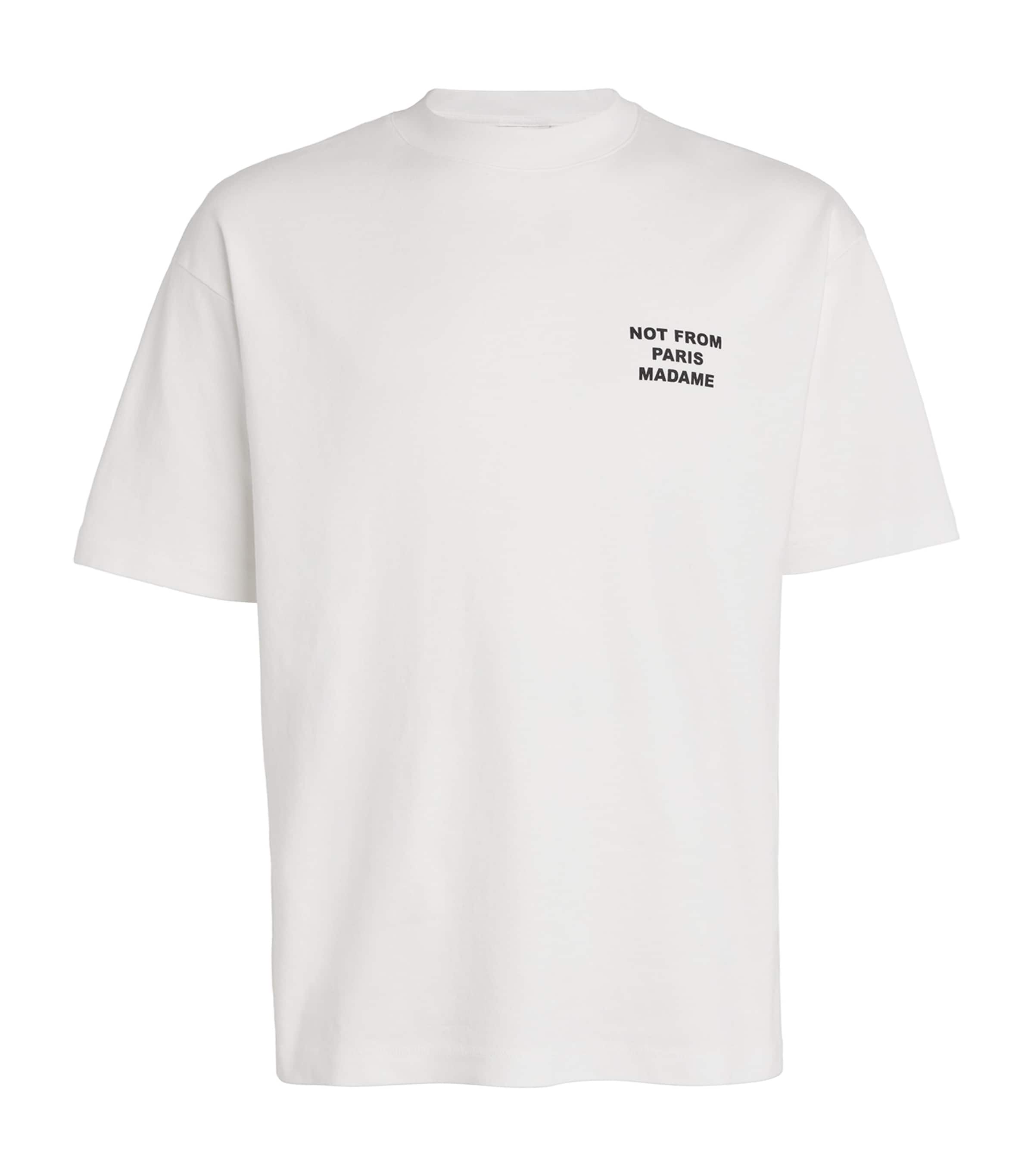 Drôle De Monsieur White Crewneck T-shirt With Slogan Print On The Front And Back In White