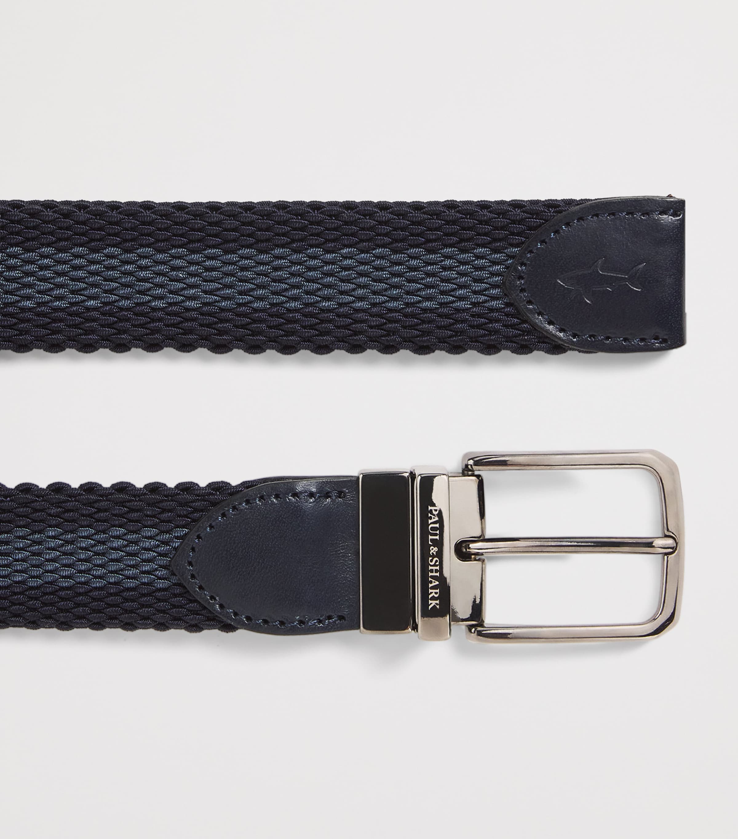 Cotton-Leather Woven Reversible Belt W35 BLU AVIO BLU Image 4