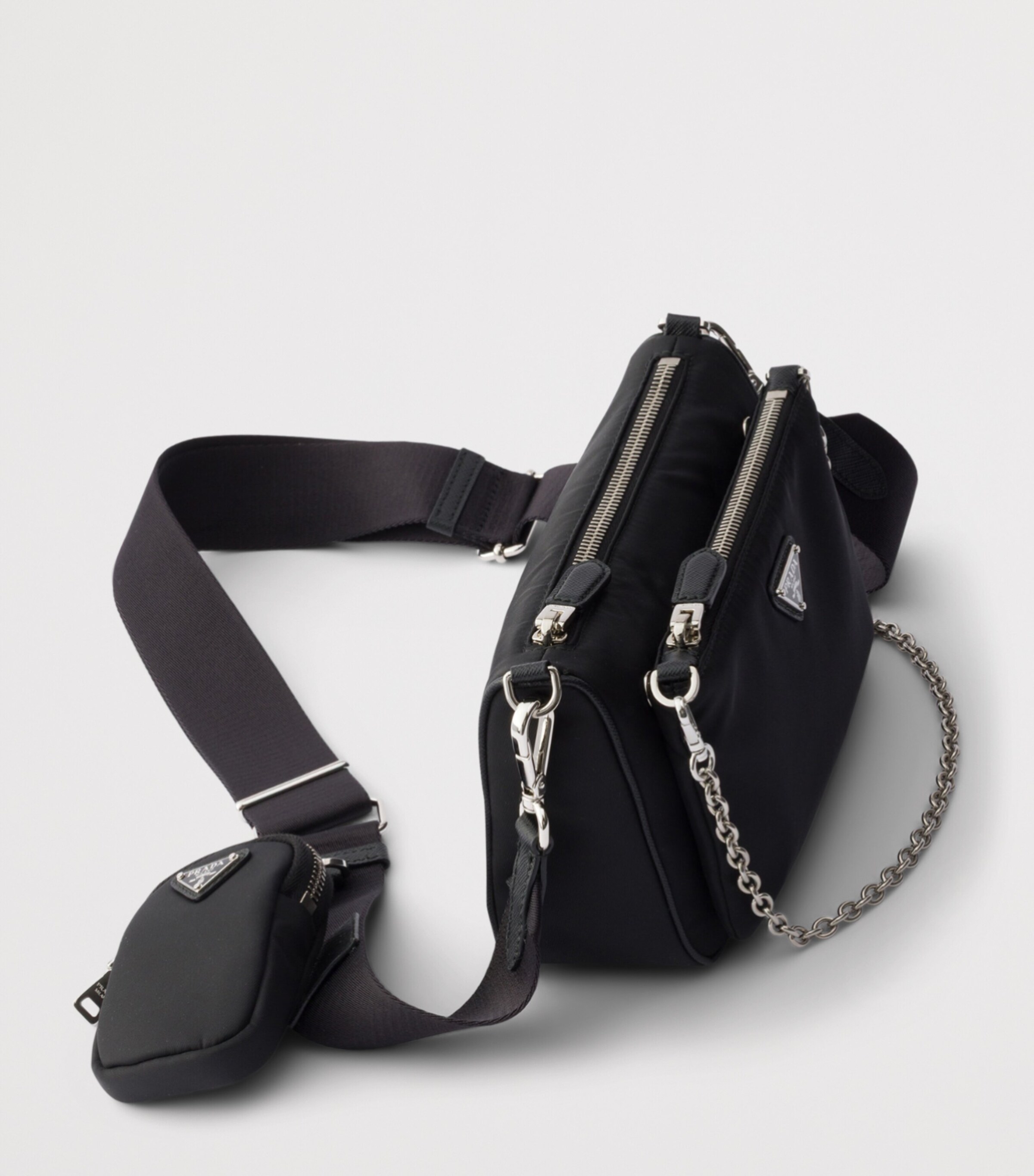 Prada Mini Re-Nylon-Leather Shoulder Bag Black Image 5