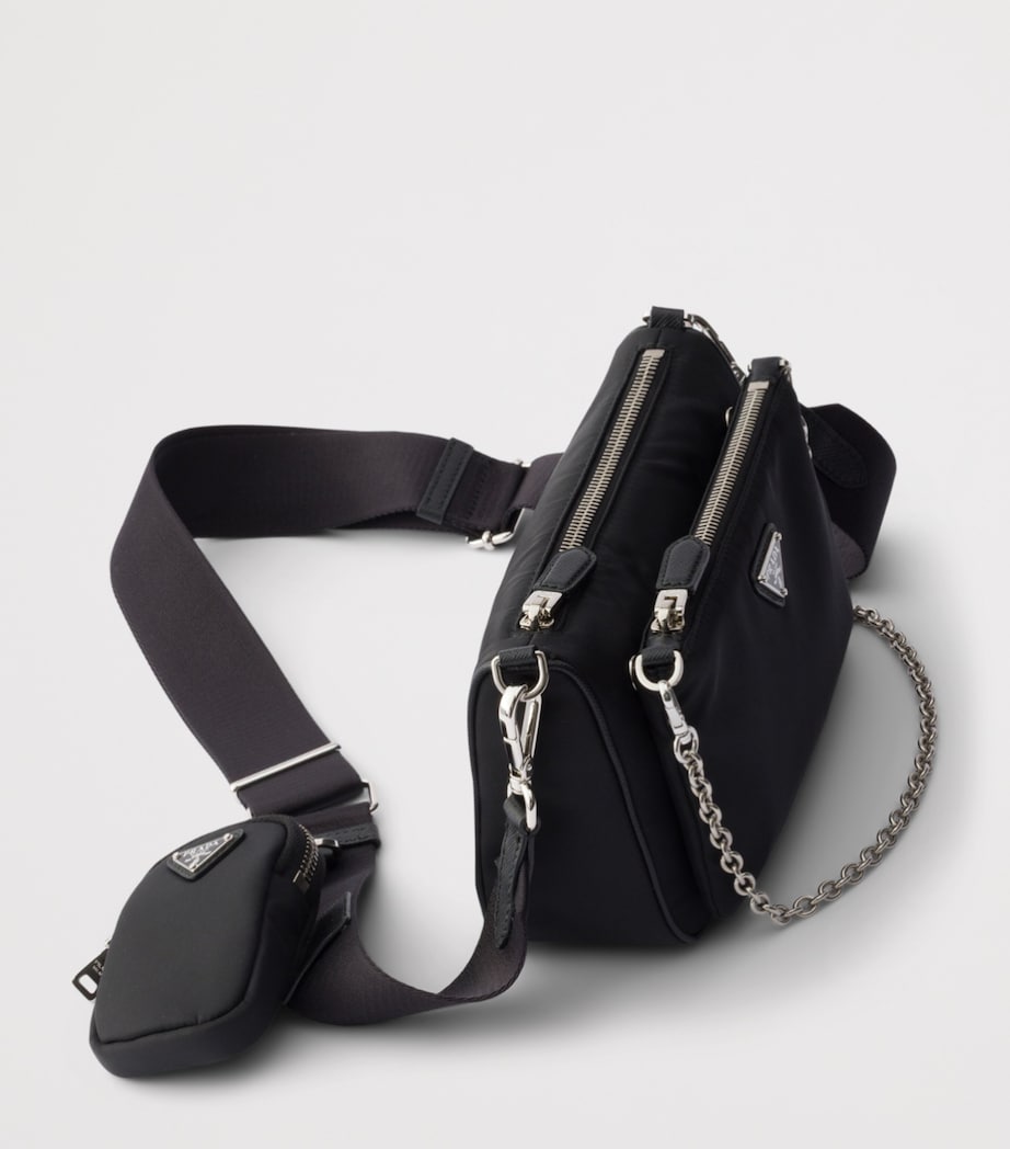 Prada Mini Re-Nylon-Leather Shoulder Bag Black Image 5
