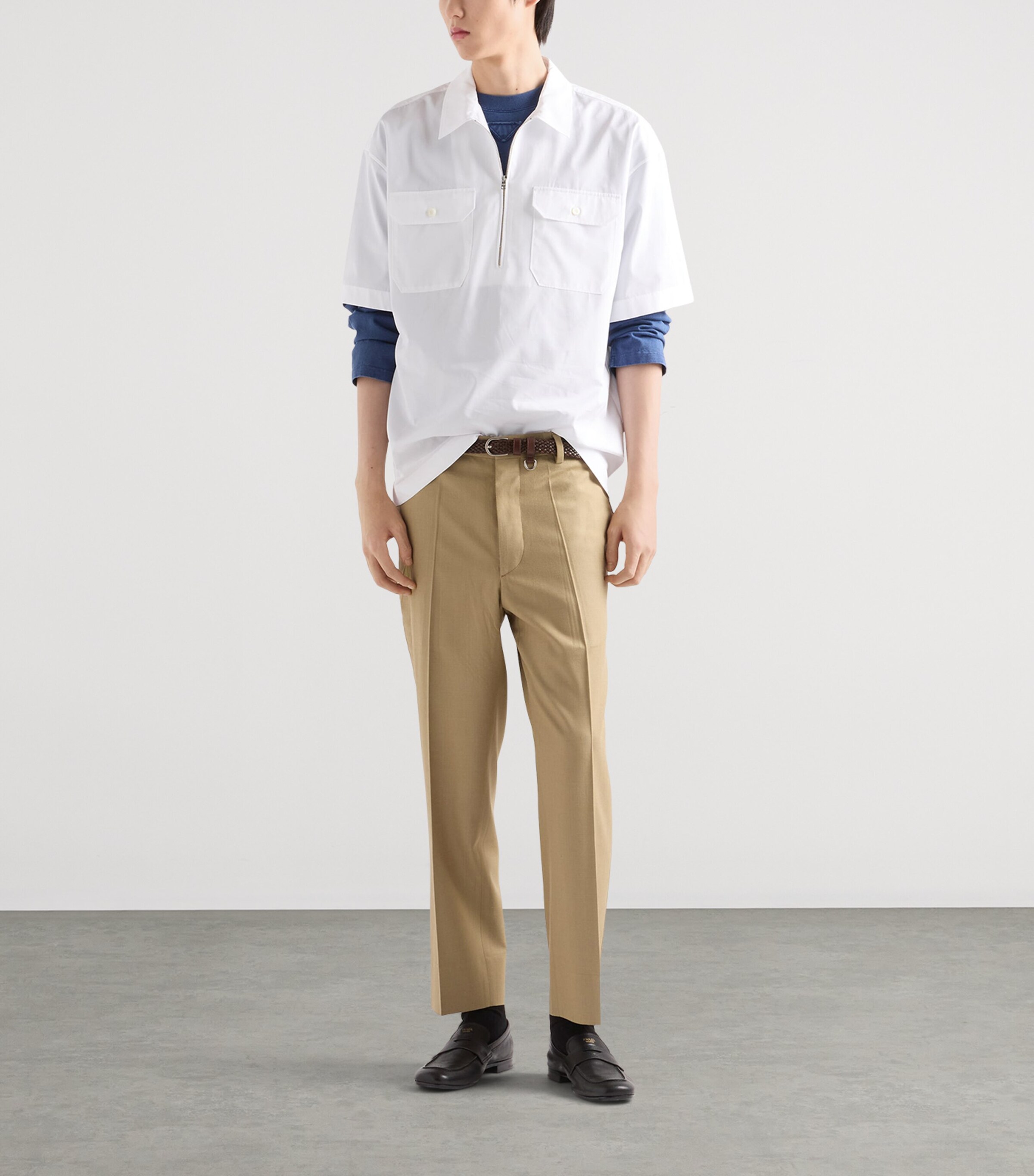 Prada Mens Cotton Bowling Shirt White Image 2