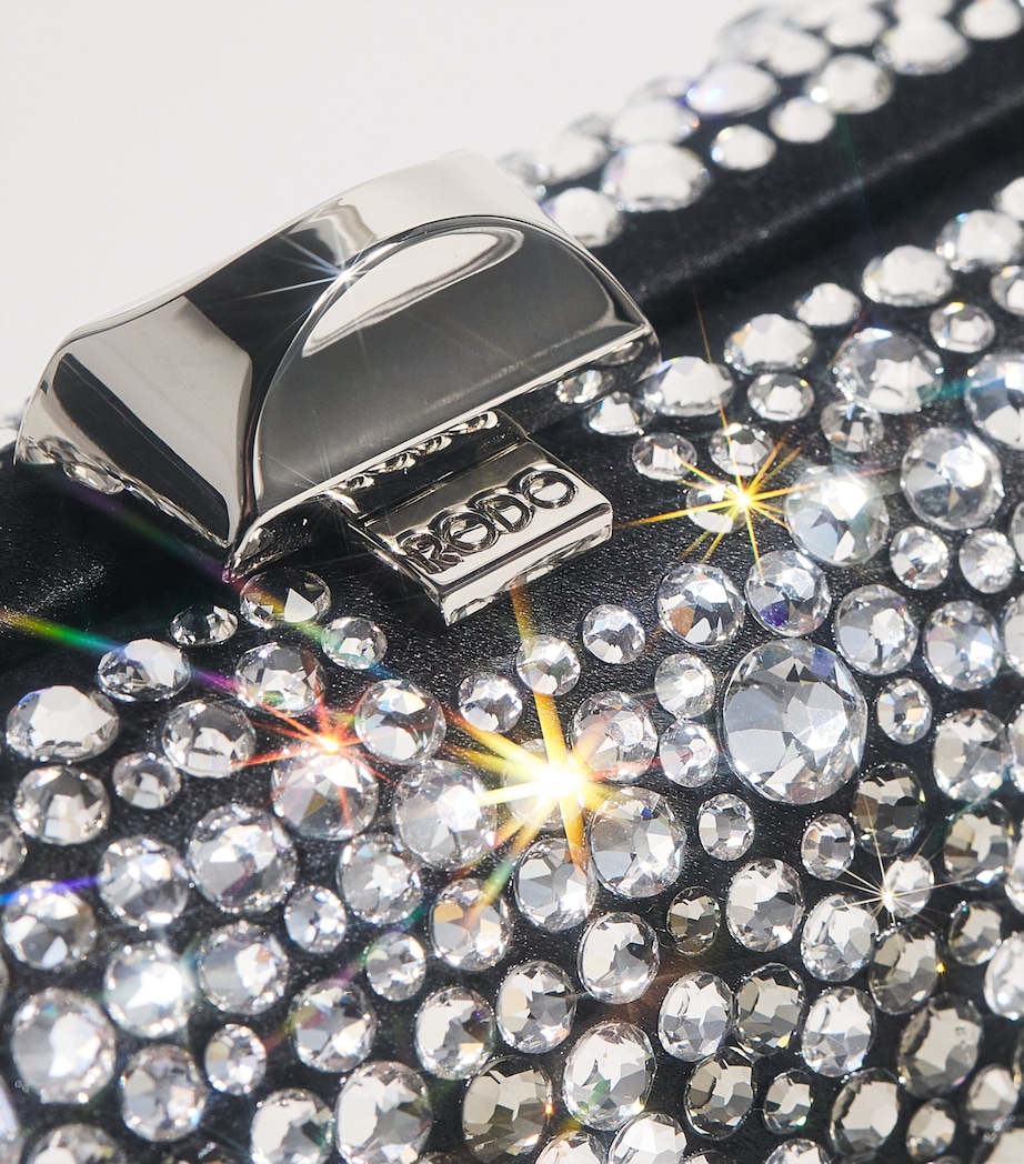 Satin Embellished Clutch Bag 0106 BLACK SATIN Image 6