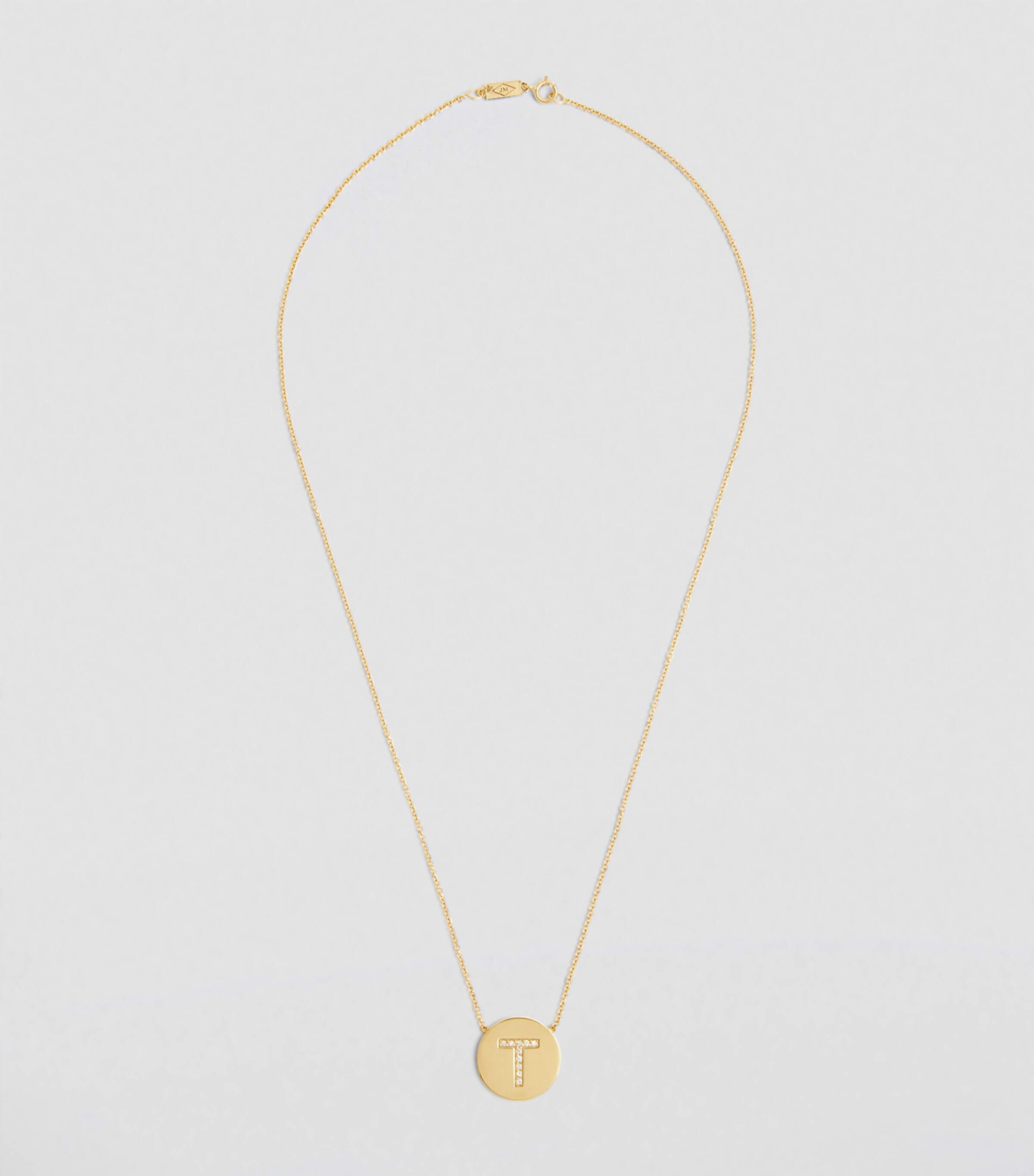 Jennifer Meyer Yellow Gold and Diamond Letter Disc T Necklace Yellow Gold Image 2