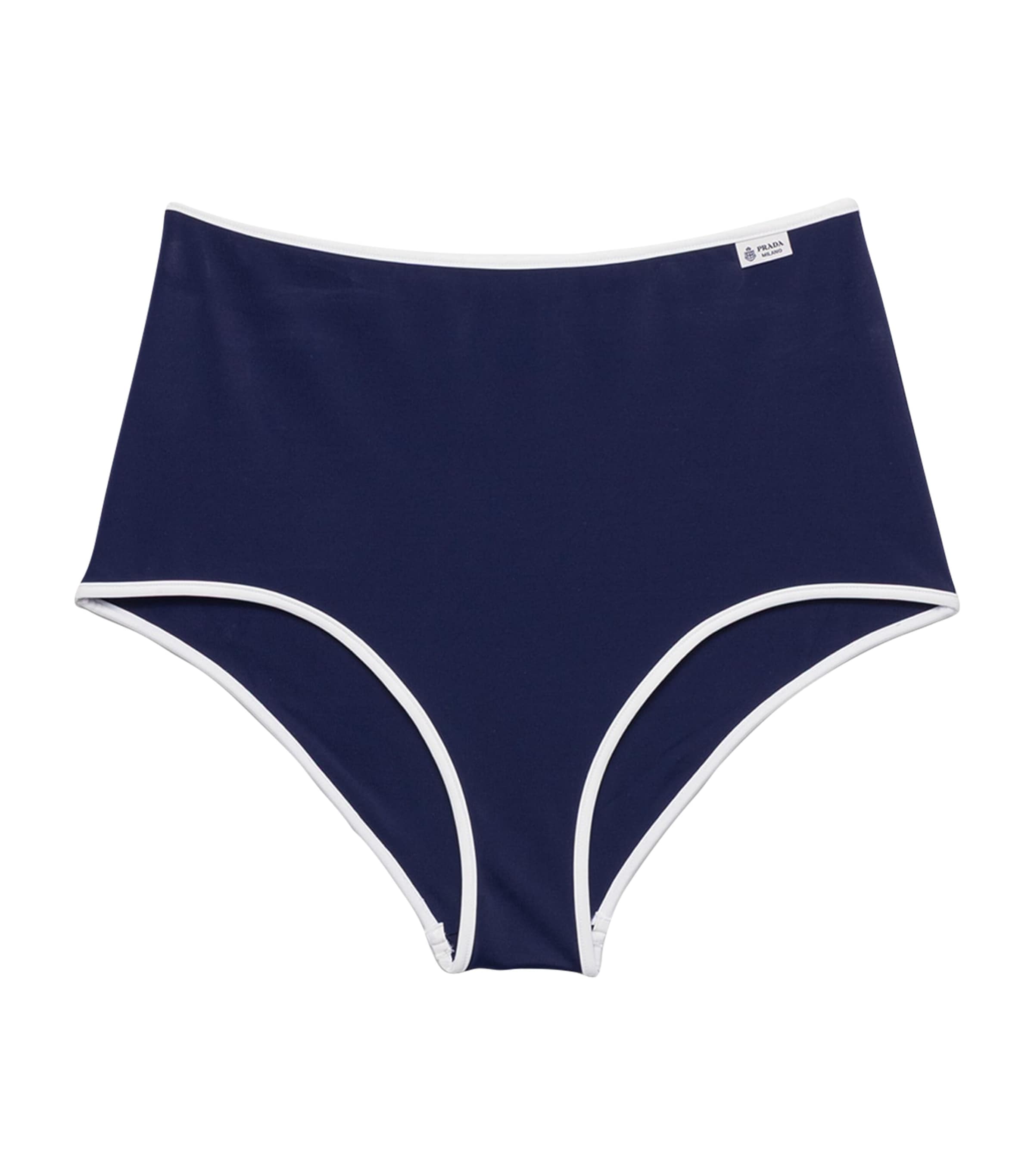 Prada Womens High-Rise Bikini Bottoms Blue Image 1