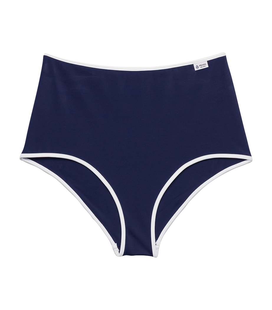 Prada Womens High-Rise Bikini Bottoms Blue Image 1