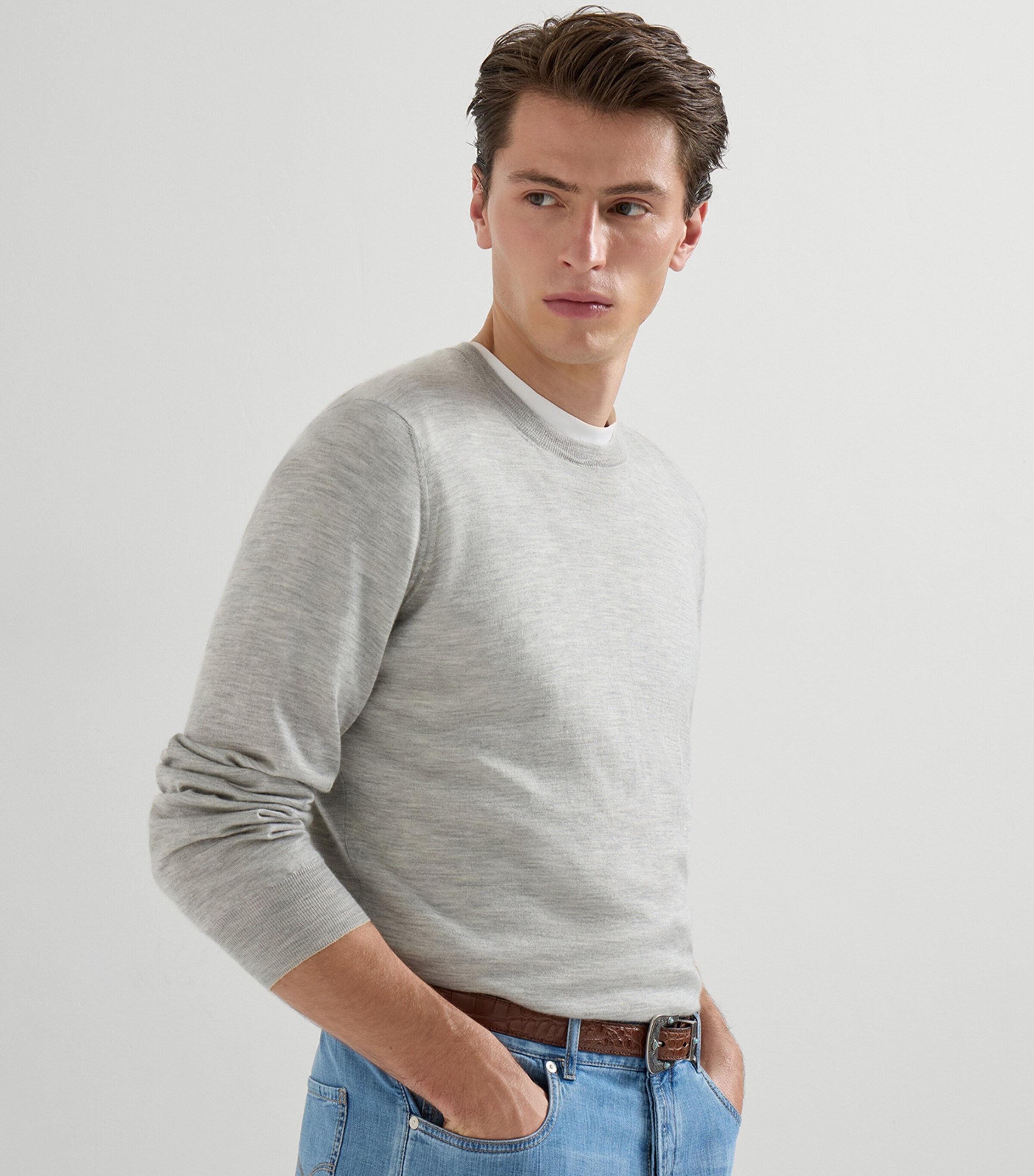 Brunello Cucinelli Mens Cashmere-Silk Crew-Neck Sweater Image 6