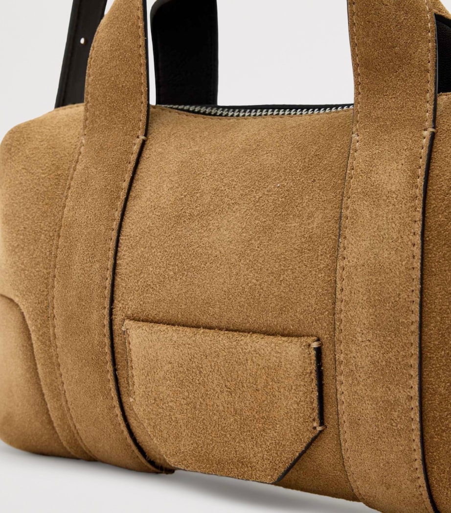 AllSaints Suede Ares Cross-Body Bag Biscuit Brown Image 4