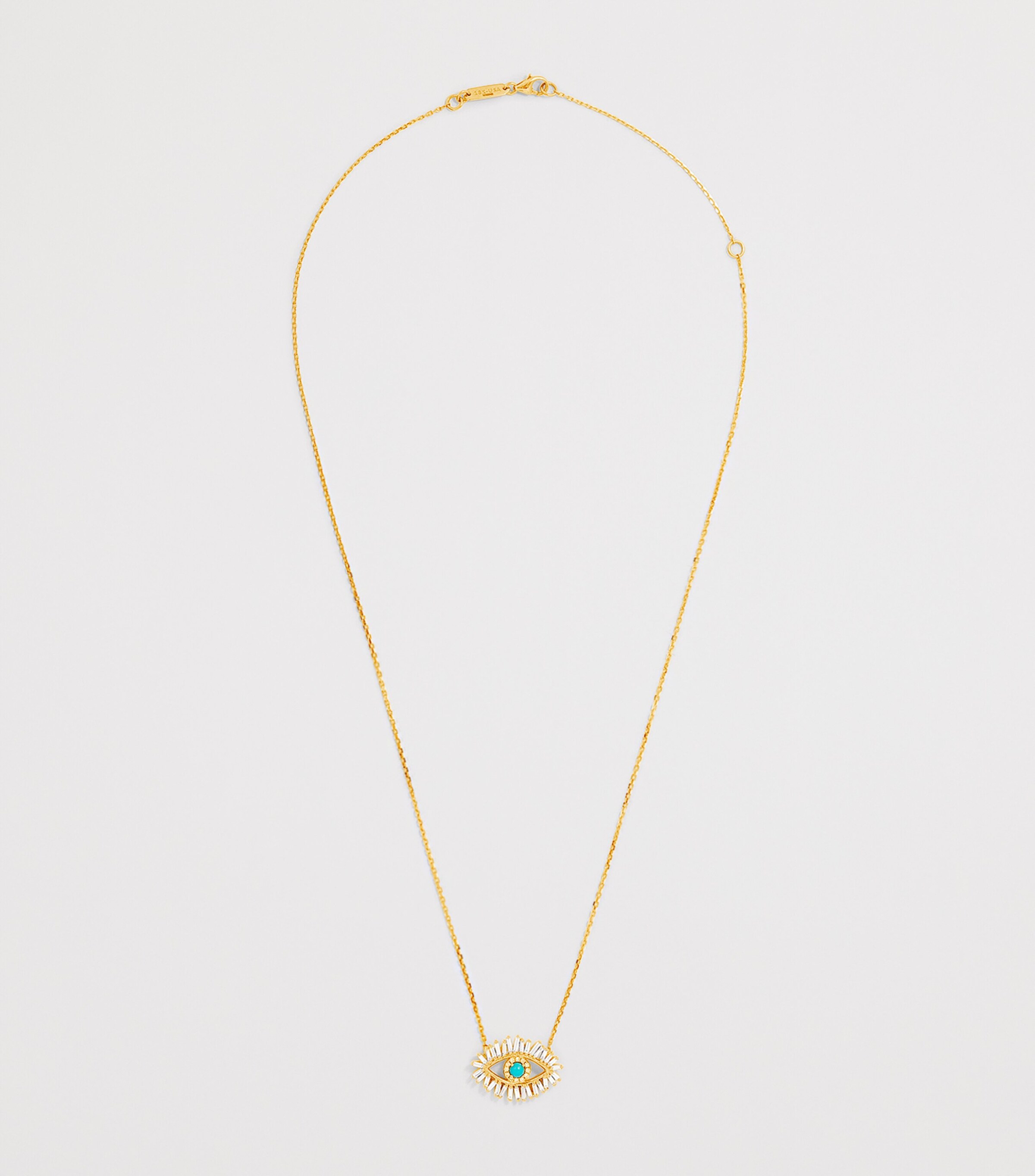 Suzanne Kalan Yellow Gold, Diamond and Turquoise Midi Evil Eye Pendant Necklace Yg/turq Image 3