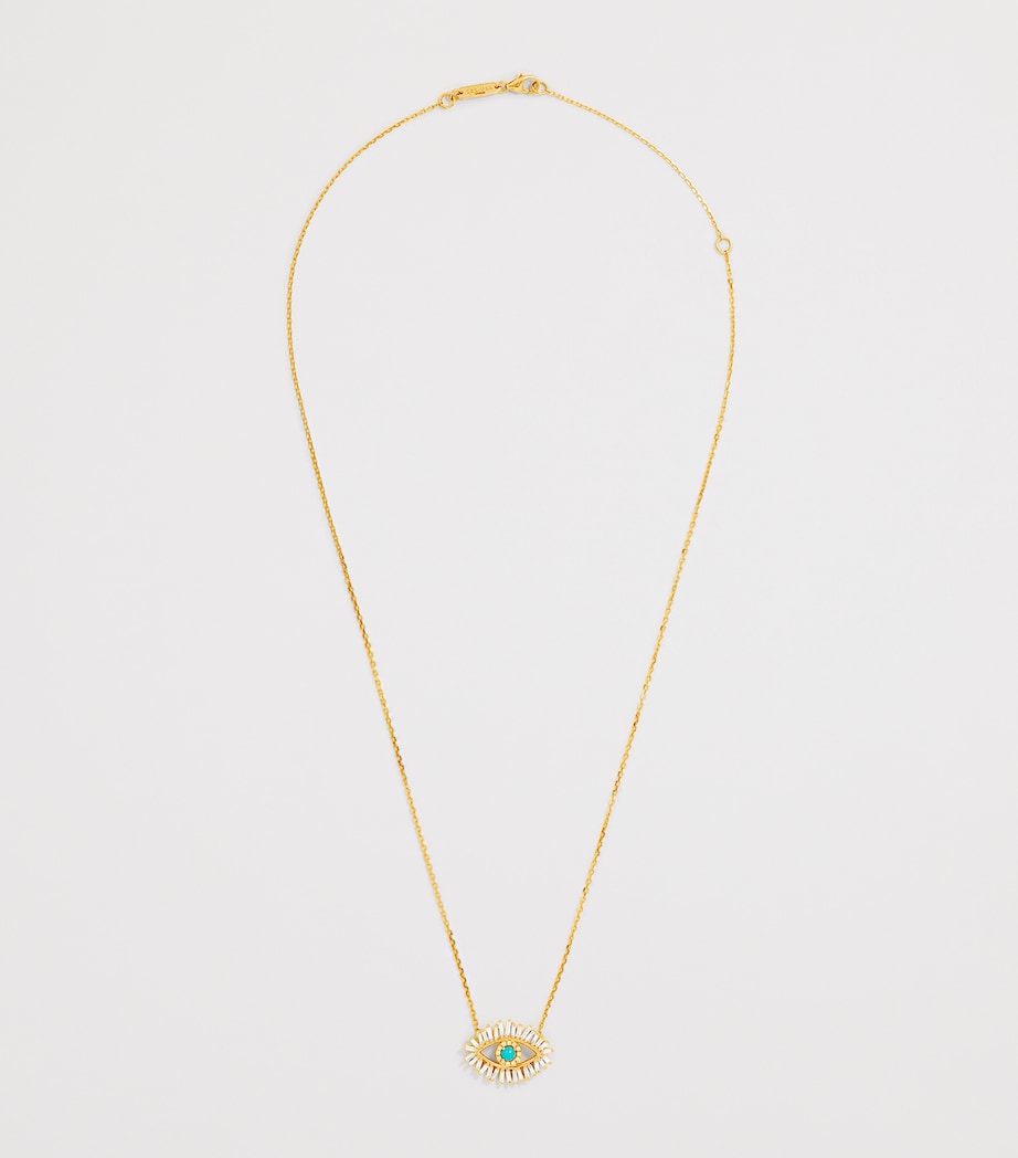 Suzanne Kalan Yellow Gold, Diamond and Turquoise Midi Evil Eye Pendant Necklace Yg/turq Image 3