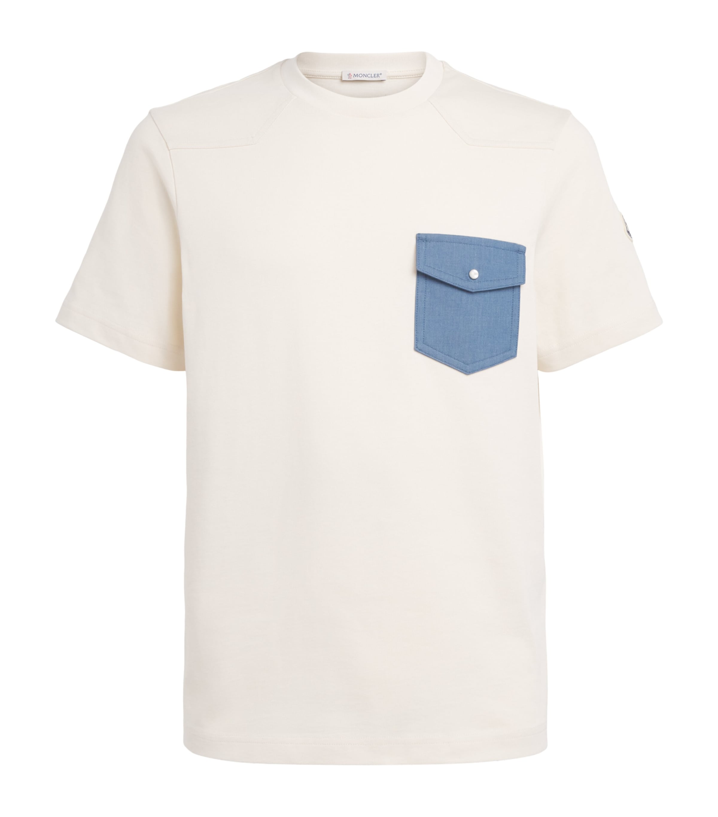 Moncler Mens Cotton Denim-Pocket T-Shirt Image 1