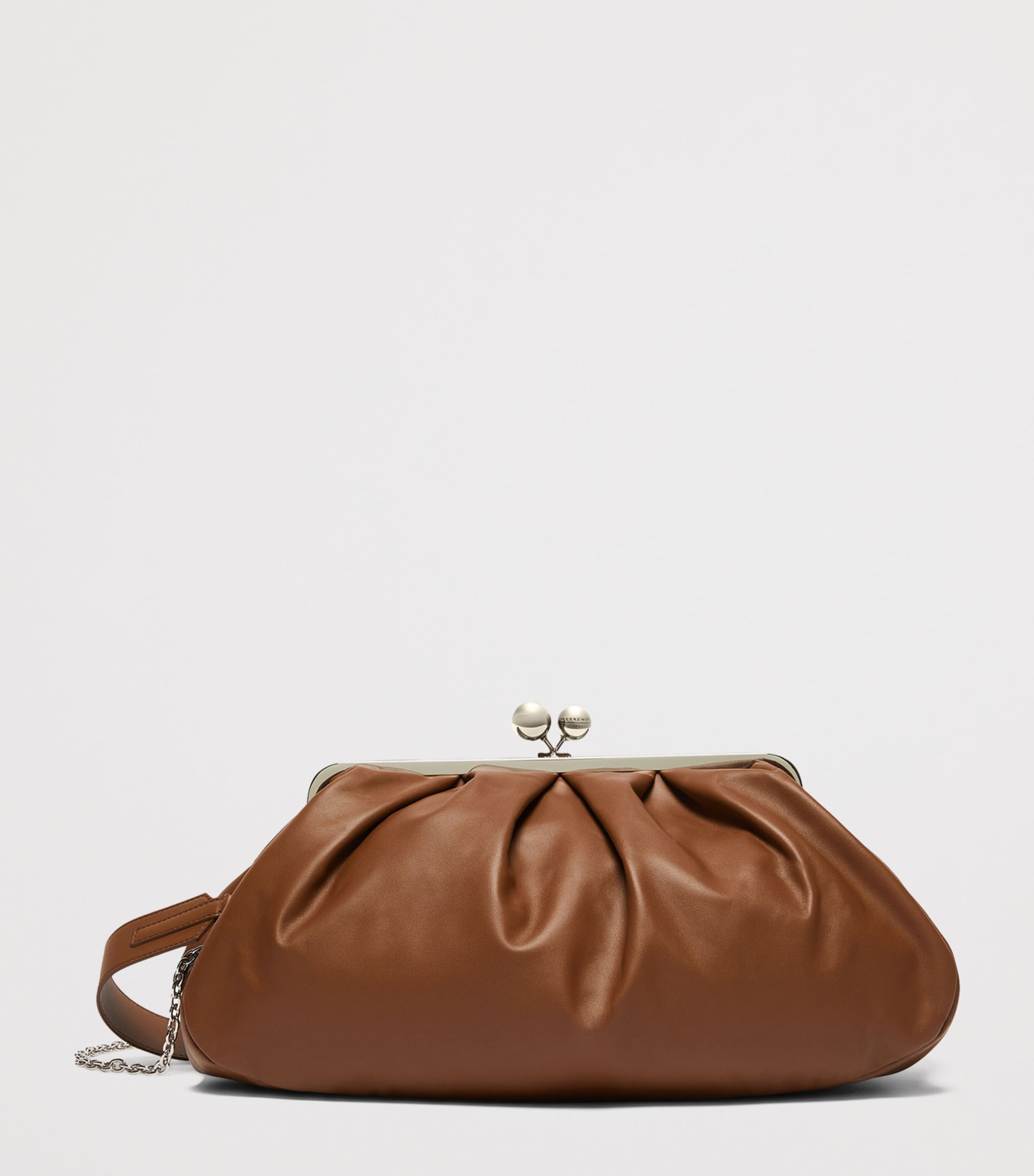 Weekend Max Mara Large Leather Pasticcino Clutch Bag Tobacco Image 2