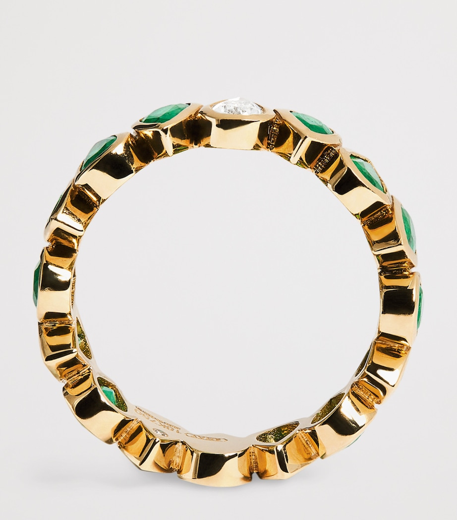 Yellow Gold, Diamond and Emerald Eternity Ring YELLOW GOLD Image 3