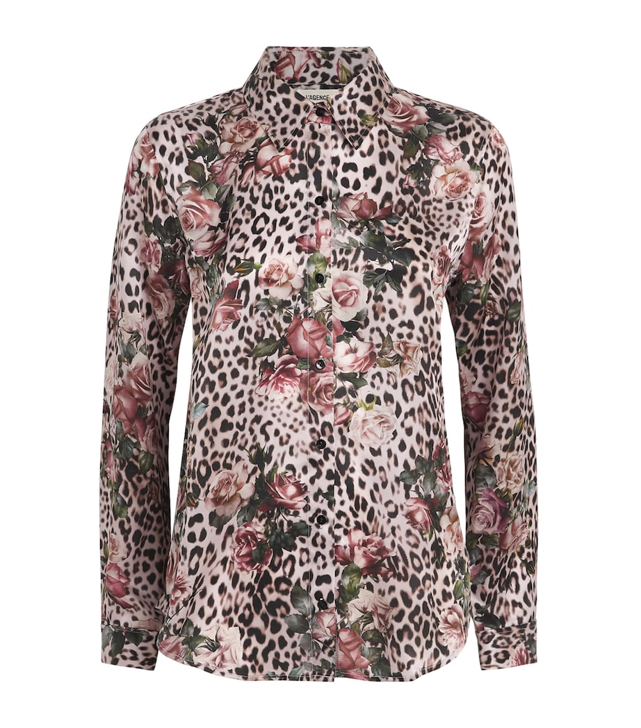 L'Agence Womens Silk Printed Tyler Blouse Mlti S Rse Chtah Image 1