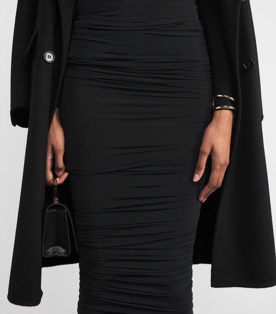Ruched Bodycon Midi Skirt 7005 BLACK Image 6