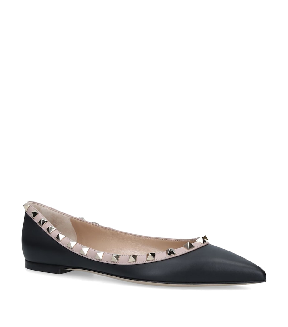 Valentino Garavani Valentino Garavani Leather Rockstud Flats Black Image 1