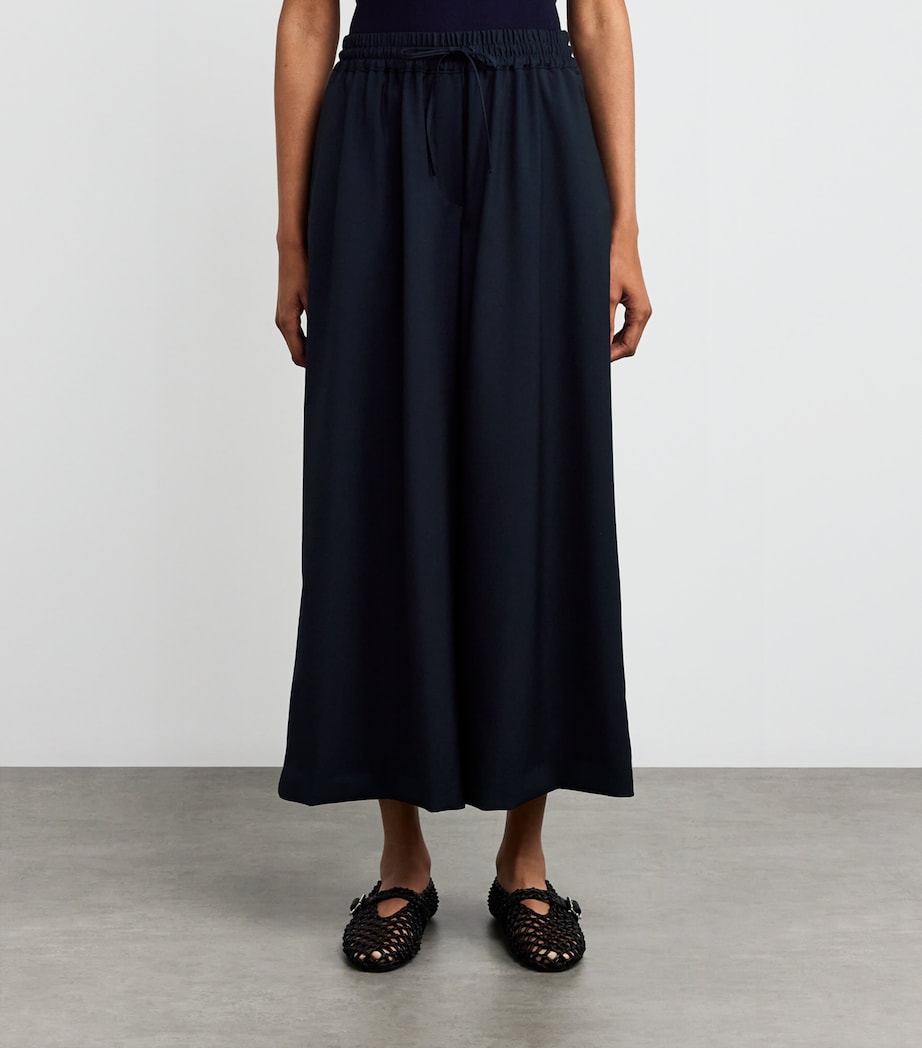 Virgin Wool Wide-Leg Trousers NAVY Image 3