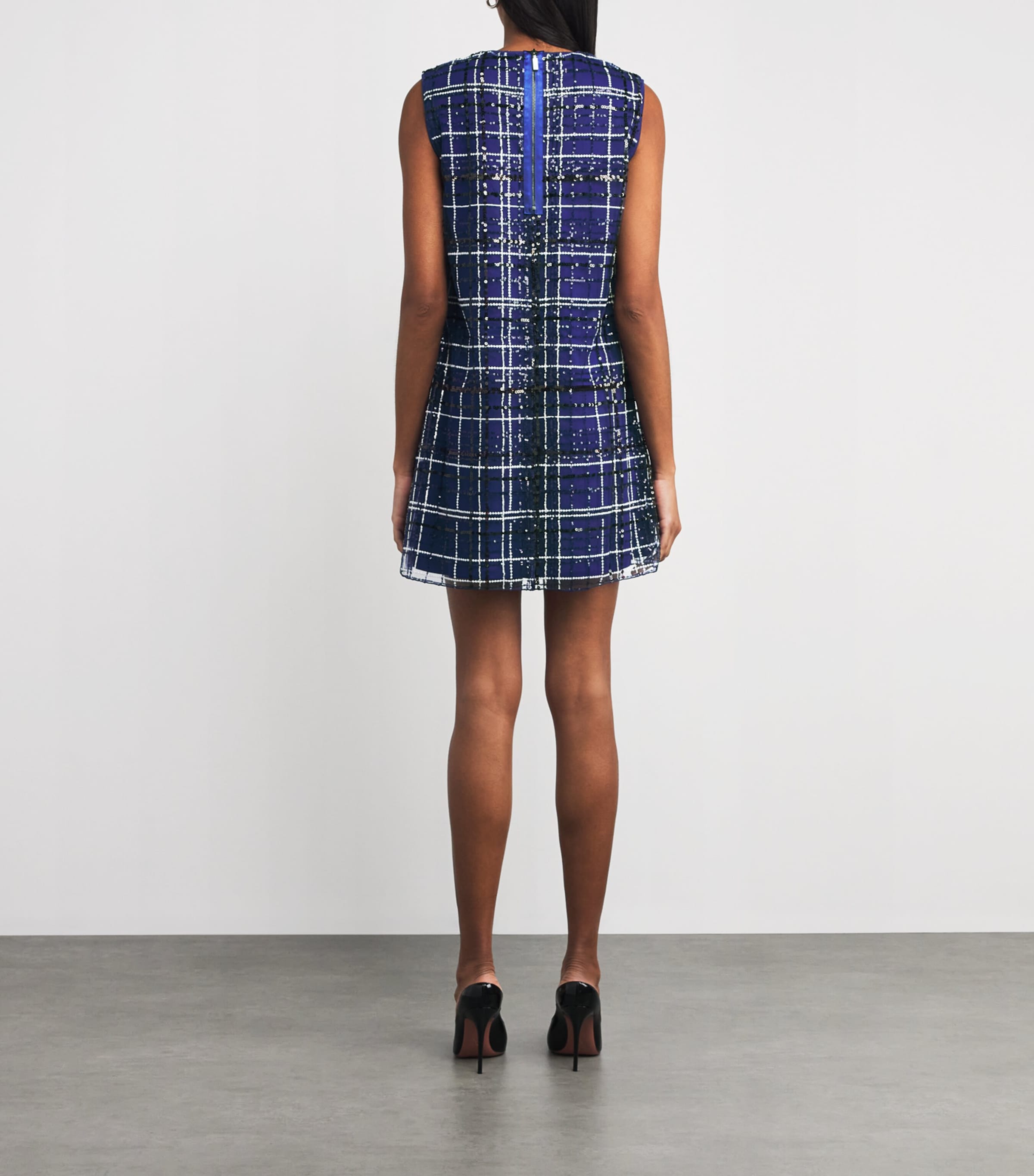 Sequin Check Mini Dress CORNFLOWER BLUE Image 3