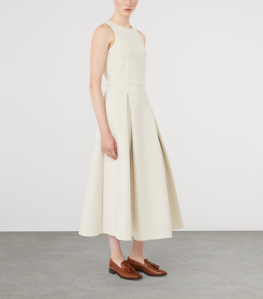 Max Mara Womens Cotton-Blend Pleated Midi Dress Beige Image 2